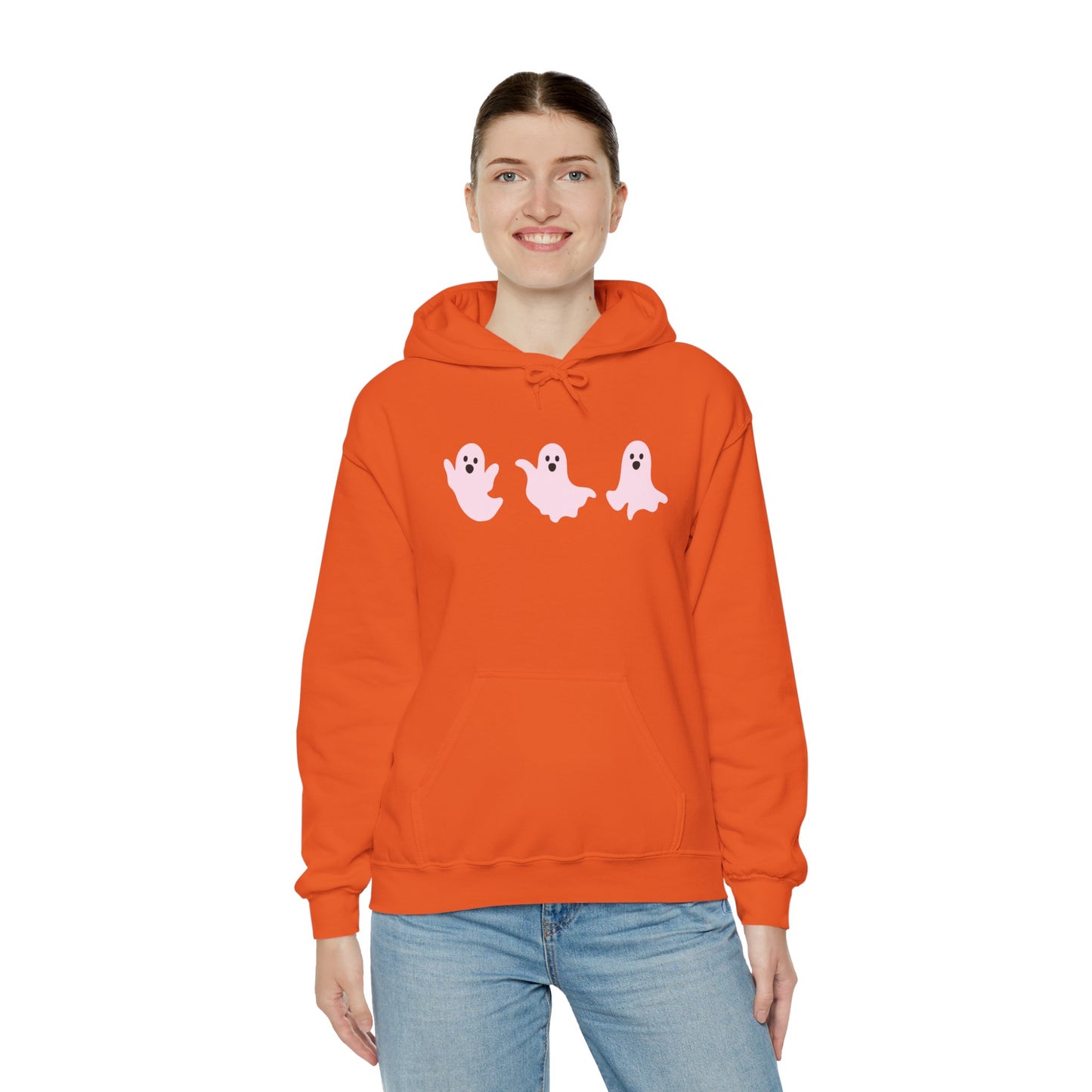 Cute Pink Ghosts Unisex Sweatshirt, Halloween Hoodie, Cozy Fall Apparel, Spooky Gift for Friends, Trendy Casual Wear