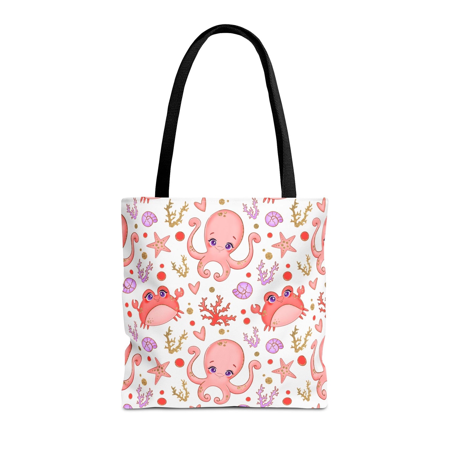 Ocean-Themed Tote Bag, Cute Octopus and Crab Design, Beach Bag, Eco-Friendly Shopping Tote, Perfect Gift for Sea Lovers