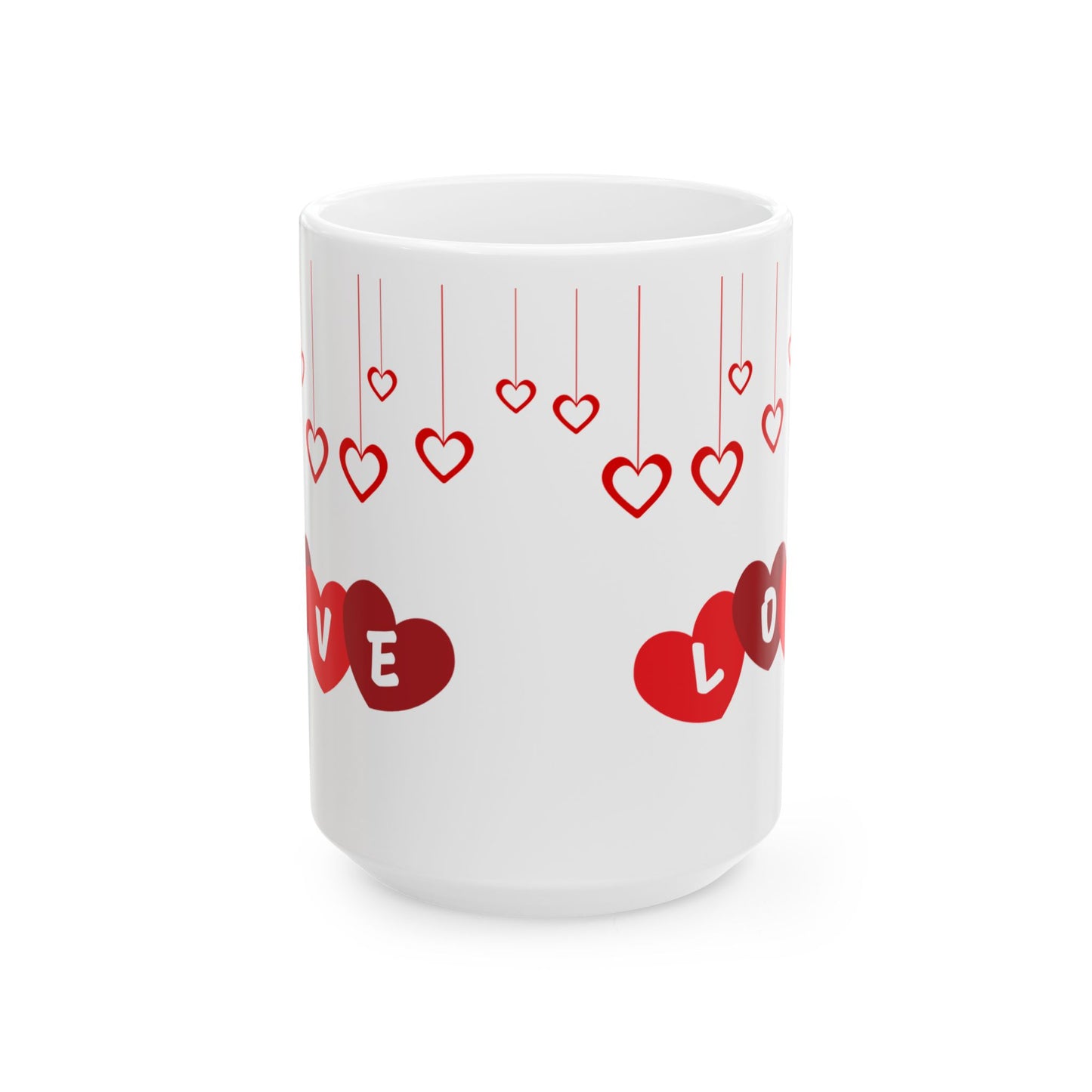 Valentine's Day Ceramic Mug, Love Hearts Gift for Partner, 11oz 15oz Coffee Cup, Romantic Tea Mug, Anniversary Gift for Him Her, Valentine's