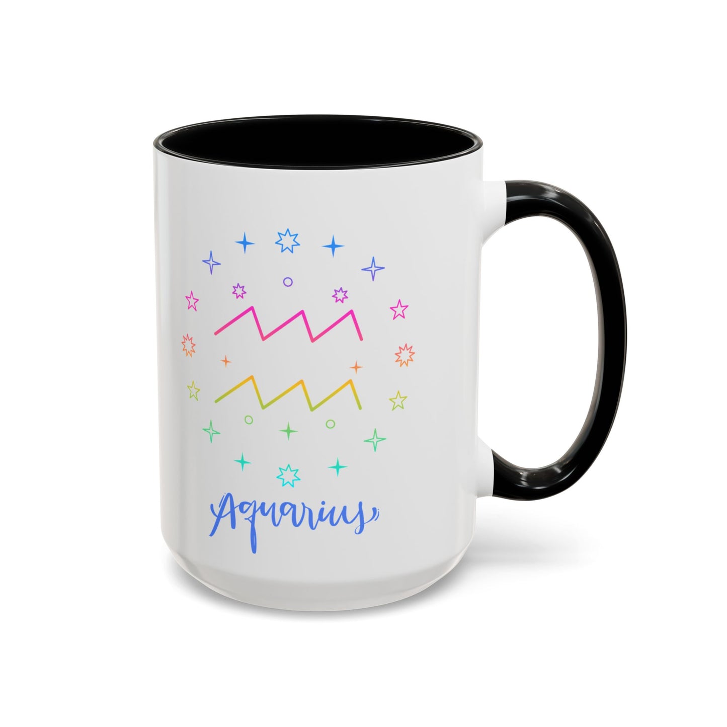 Aquarius Accent Coffee Mug - Colorful Zodiac Mug, Astrology Gift, Horoscope Coffee Cup, Birthday Present, Personalized Mug