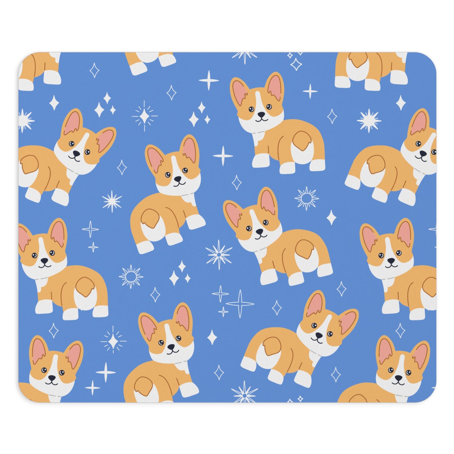 Cute Corgi Mouse Pad, Blue Dog Lover Desk Accessory, Office Gift for Pet Owners, Animal Lover