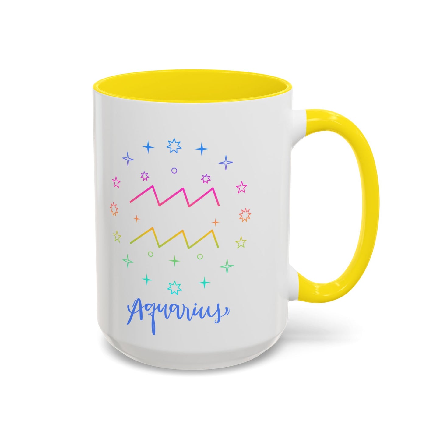 Aquarius Accent Coffee Mug - Colorful Zodiac Mug, Astrology Gift, Horoscope Coffee Cup, Birthday Present, Personalized Mug