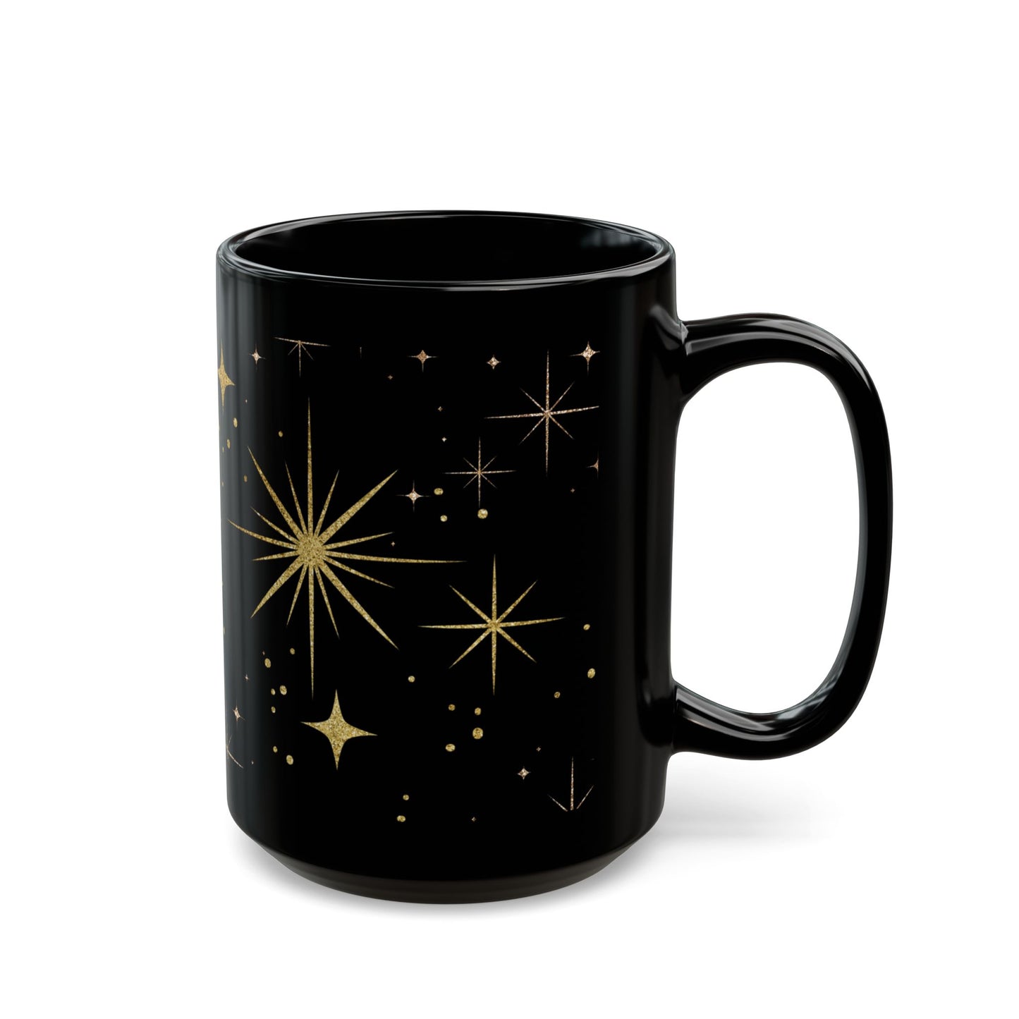 Celestial Black Coffee Mug, Starry Night Sky Print, Cosmic Black Mug for Tea & Coffee Lovers, Gift for Stargazers and Dreamers