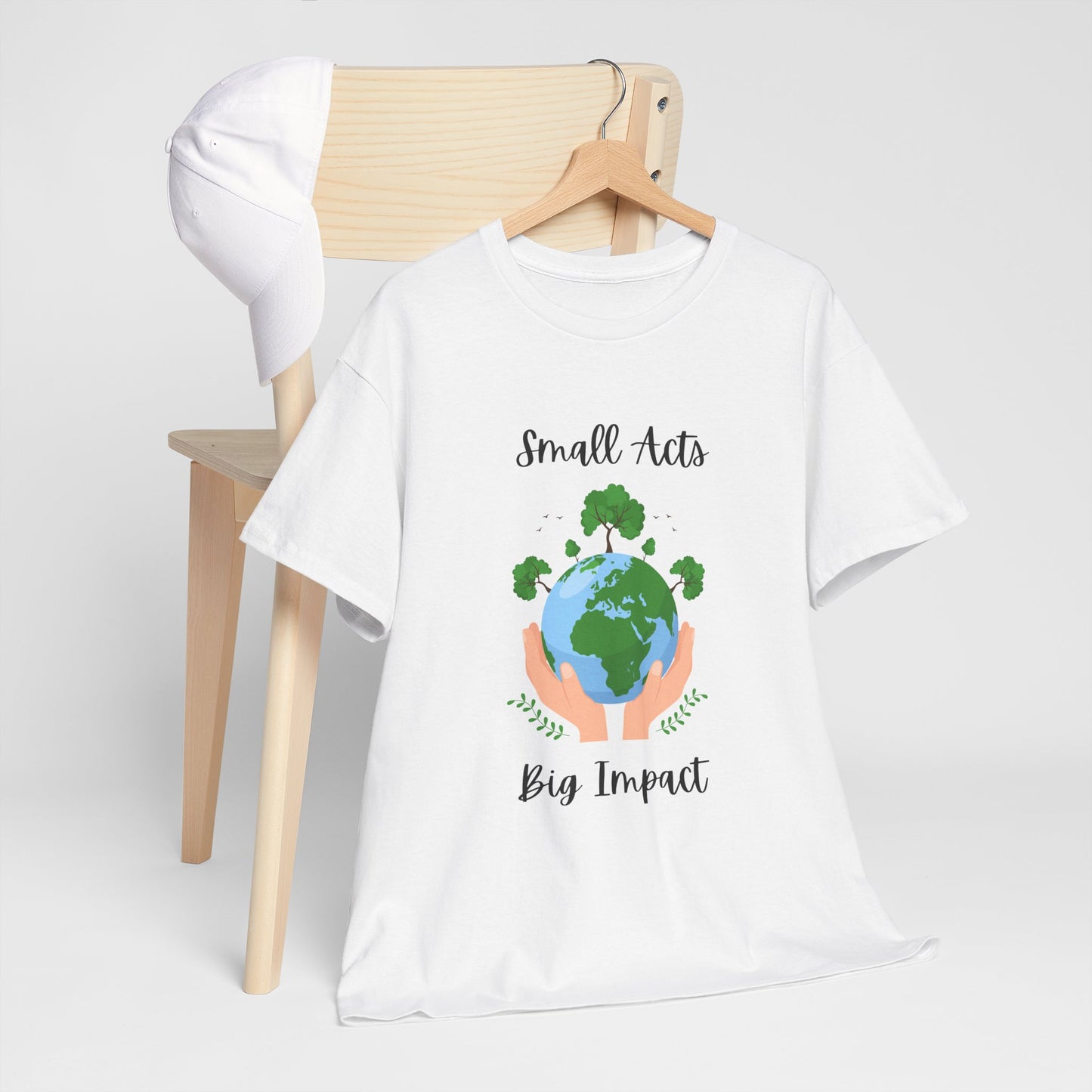 Eco-Friendly Unisex Heavy Cotton Tee, Small Acts Big Impact Shirt, Sustainable Fashion, Gift for Earth Lovers, Everyday Casual Wear