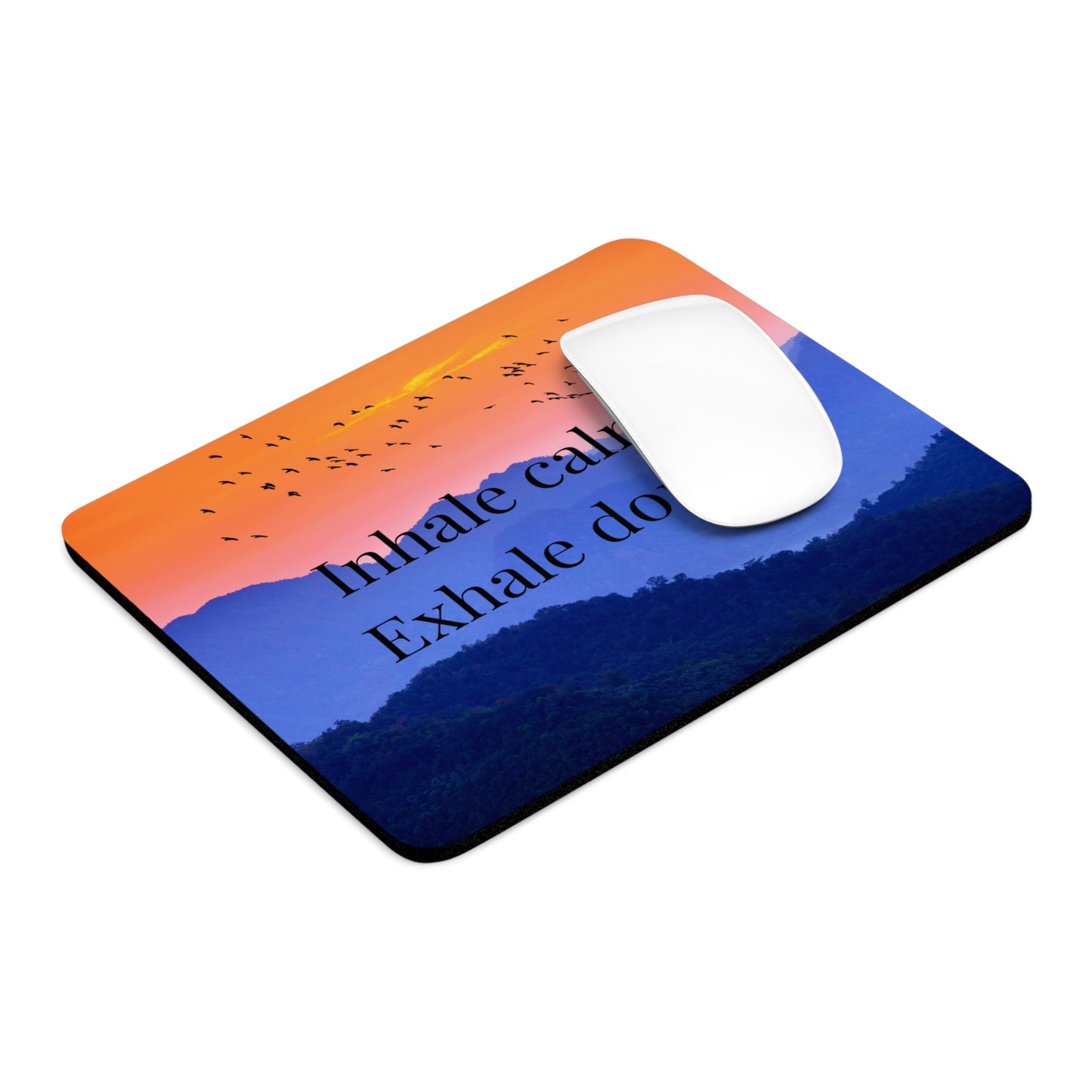 Inspirational Mouse Pad | Inhale Calm Exhale Doubt | Relaxation Gift for Office | Motivational Desk Decor | Nature Lovers