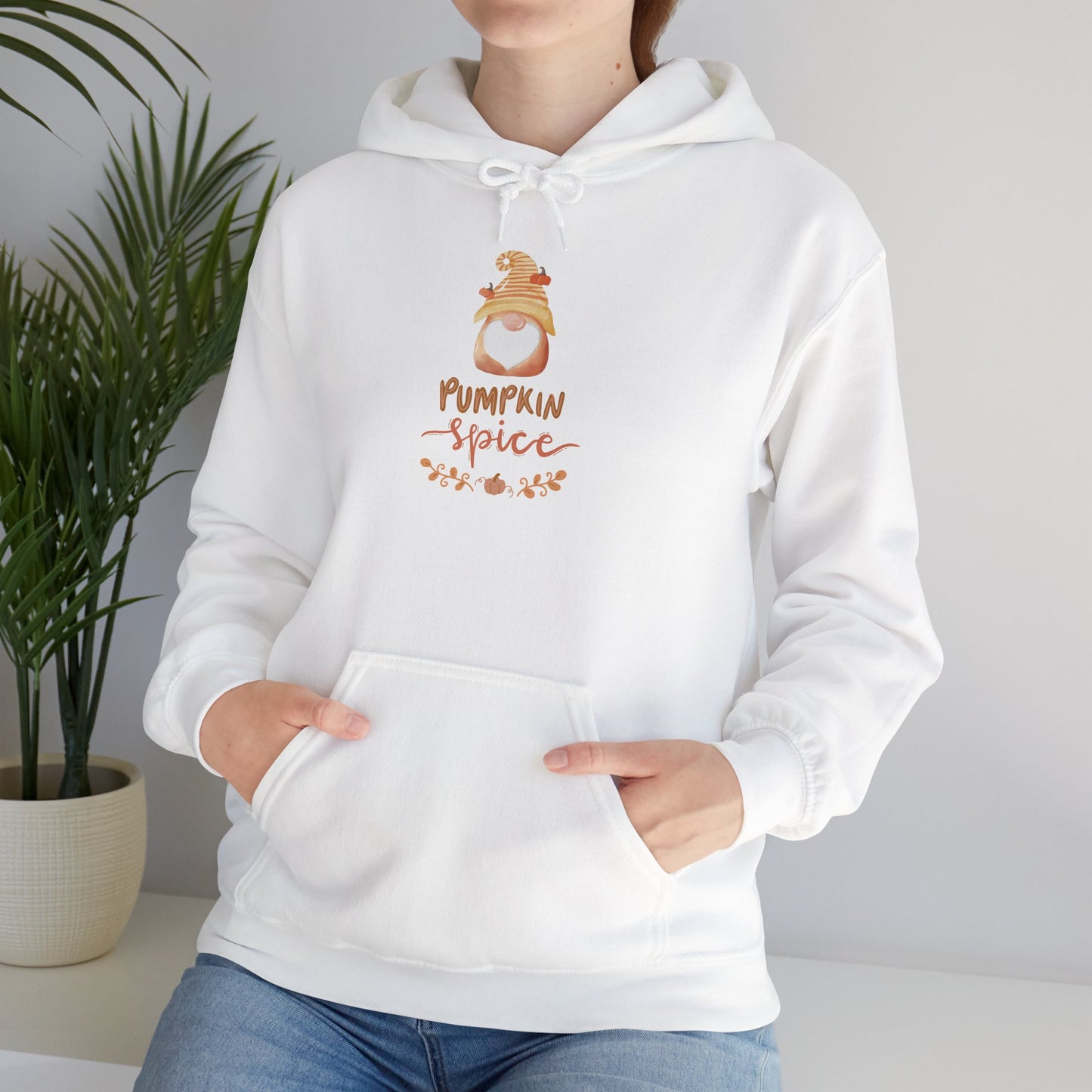 Pumpkin Spice Hoodie with Fall Gnome, Cozy Autumn Unisex Sweatshirt, Thanksgiving Hoodie, Cute Fall Gift Idea