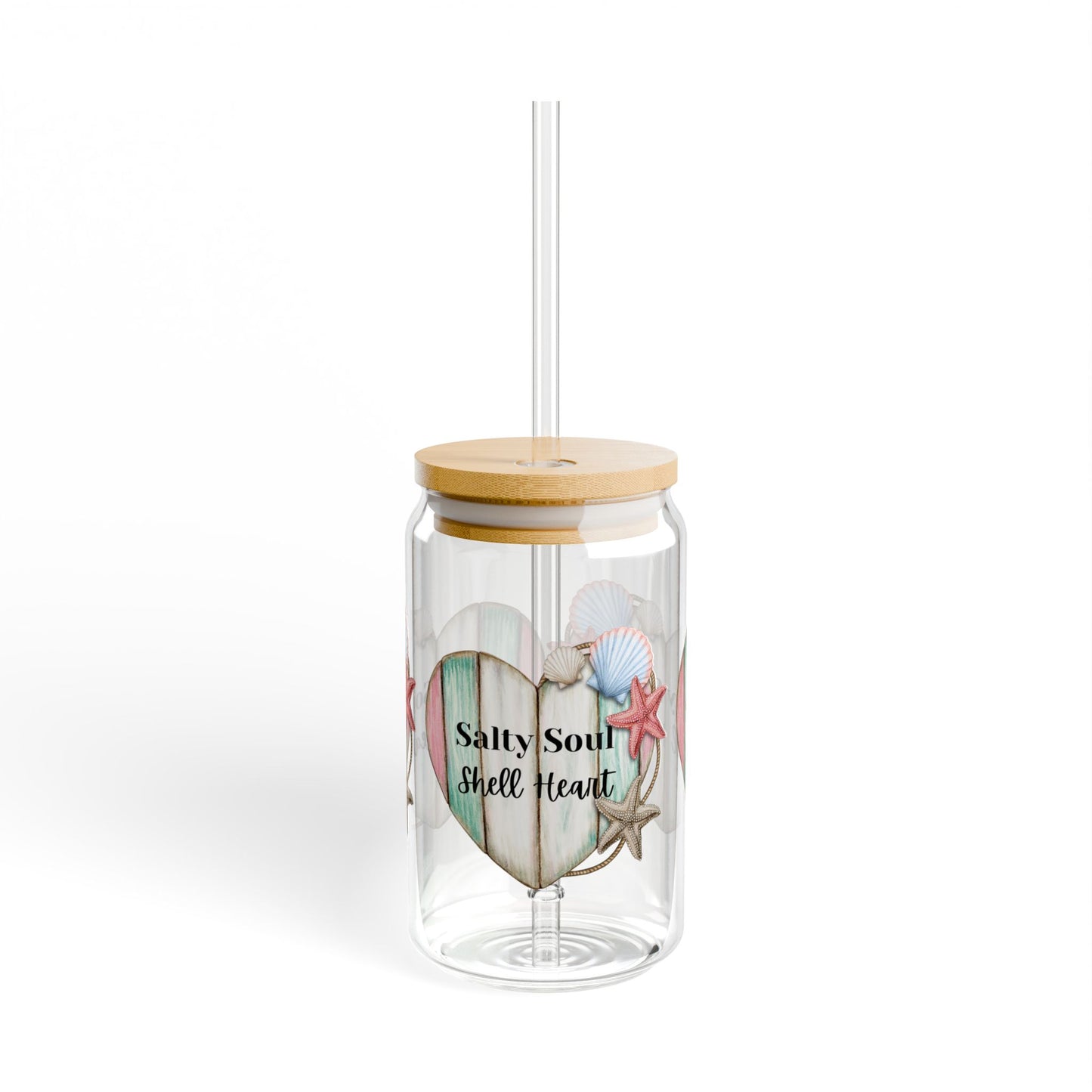 Salty Soul Sipper Glass with Straw, 16oz Beachy Drinkware, Summer Home Decor, Coastal Vibes, Gift for Ocean Lovers