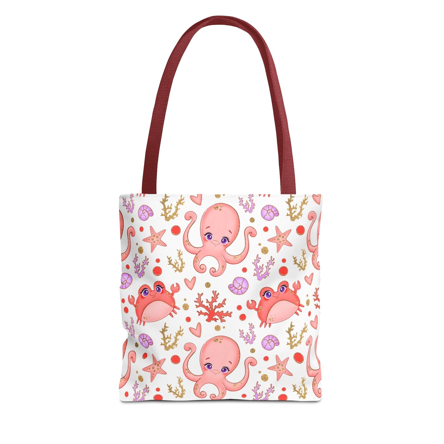 Ocean-Themed Tote Bag, Cute Octopus and Crab Design, Beach Bag, Eco-Friendly Shopping Tote, Perfect Gift for Sea Lovers