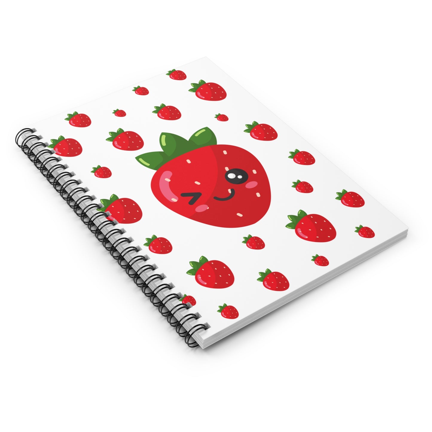 Smiling Strawberry Spiral Notebook - Perfect for School, Journaling, Gifts, Stationery, Summer Vibes, Goal Setting