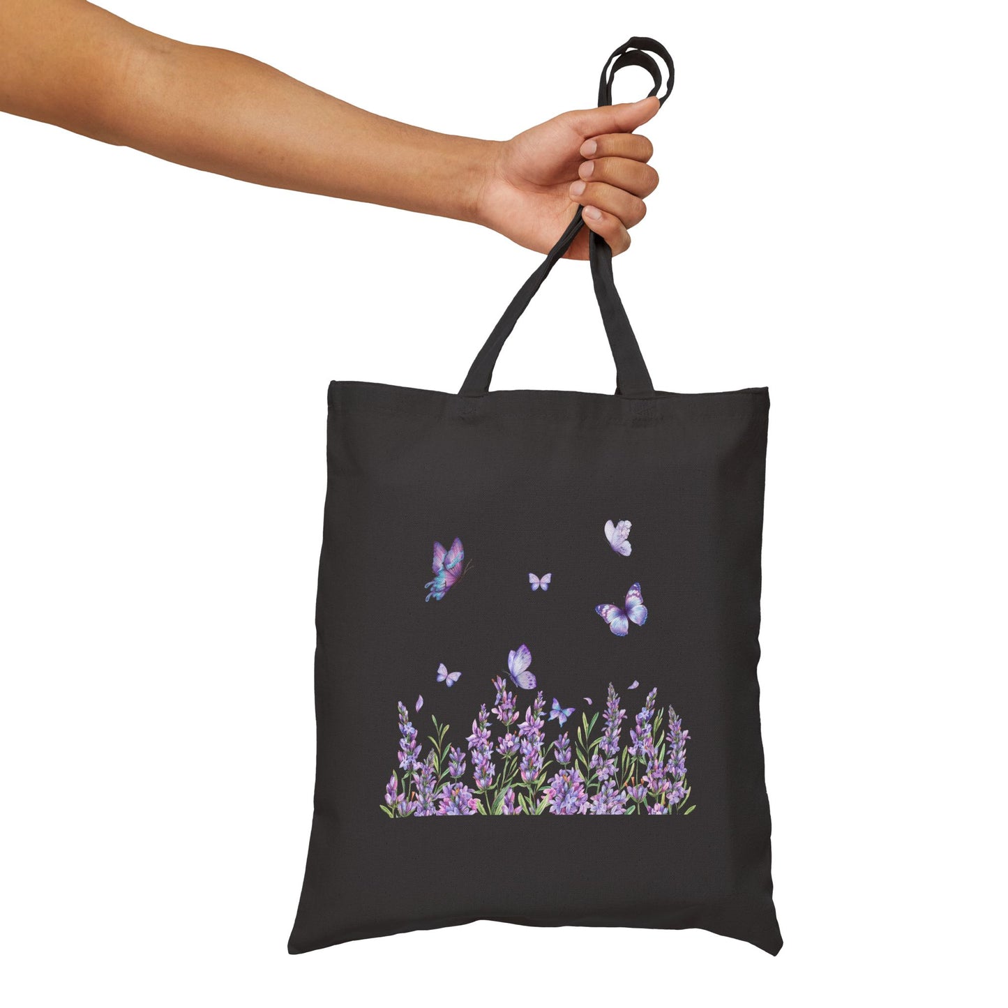 Lavender Butterfly Canvas Tote Bag – Nature-Inspired Reusable Bag