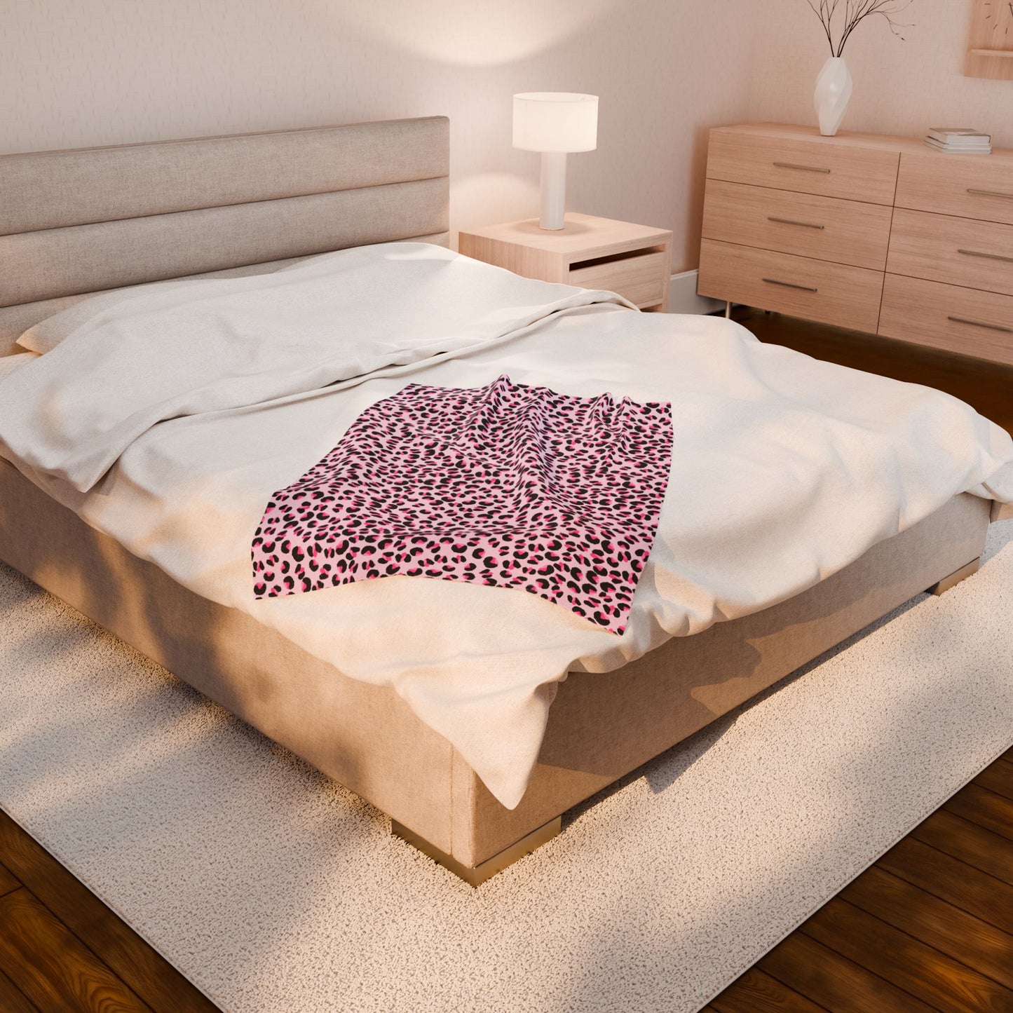 Pink Leopard Print Plush Blanket | Cozy Throw for Home, Perfect Gift for Kids, Living Room Decor