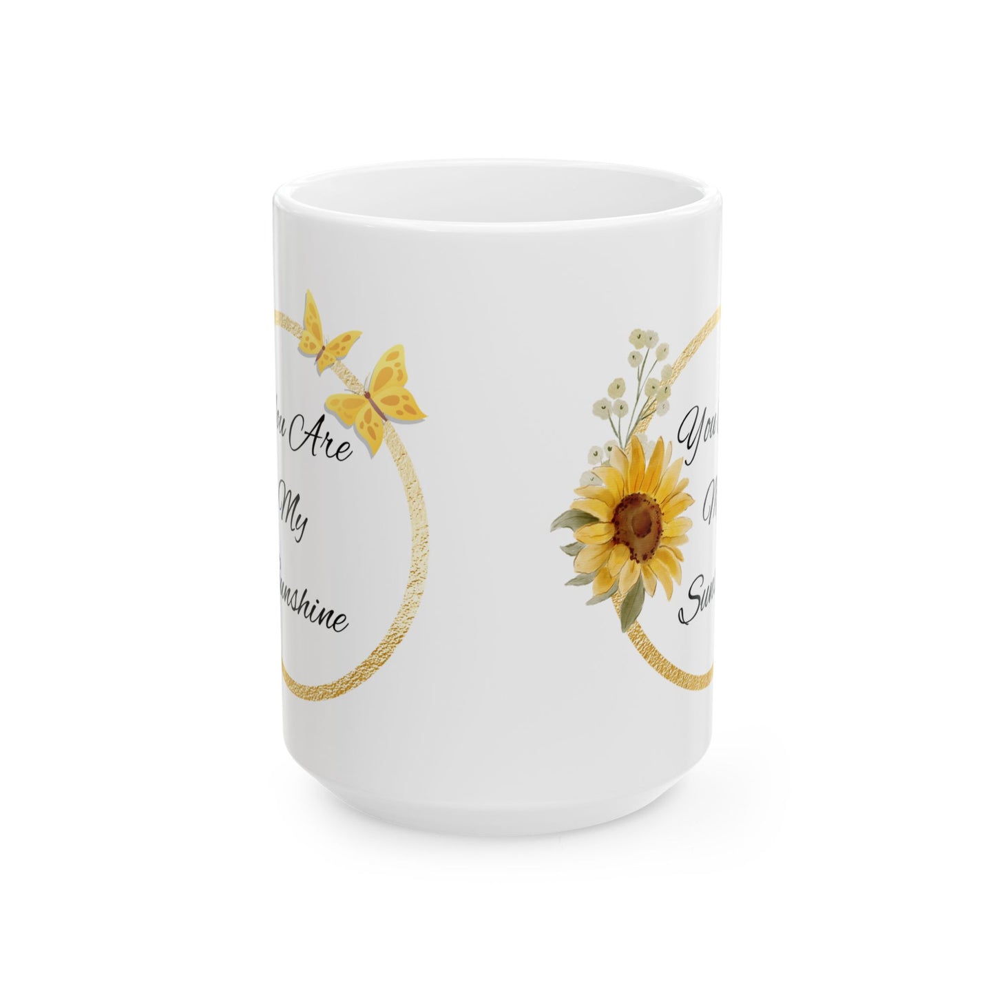 You Are My Sunshine Mug, Sunflower and Butterfly Ceramic Coffee Cup, Inspirational Gift for Mom or Friend, Mother's Day Mug