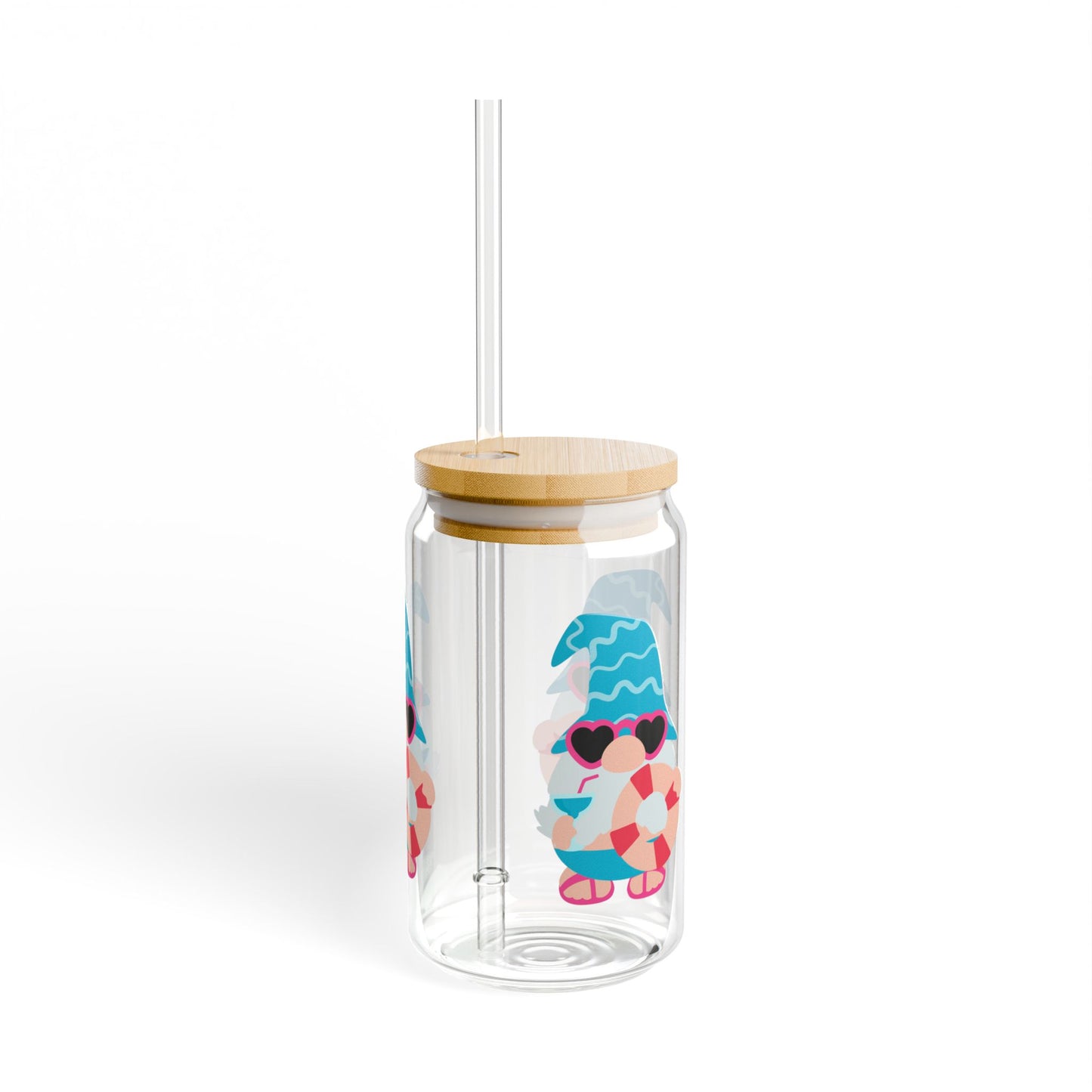 Beach Gnome Sipper Glass - 16oz, Ocean Vibes Drinkware, Fun Beach Accessory, Perfect for Parties, Gifts & BBQs, Sipper Cup with Straw