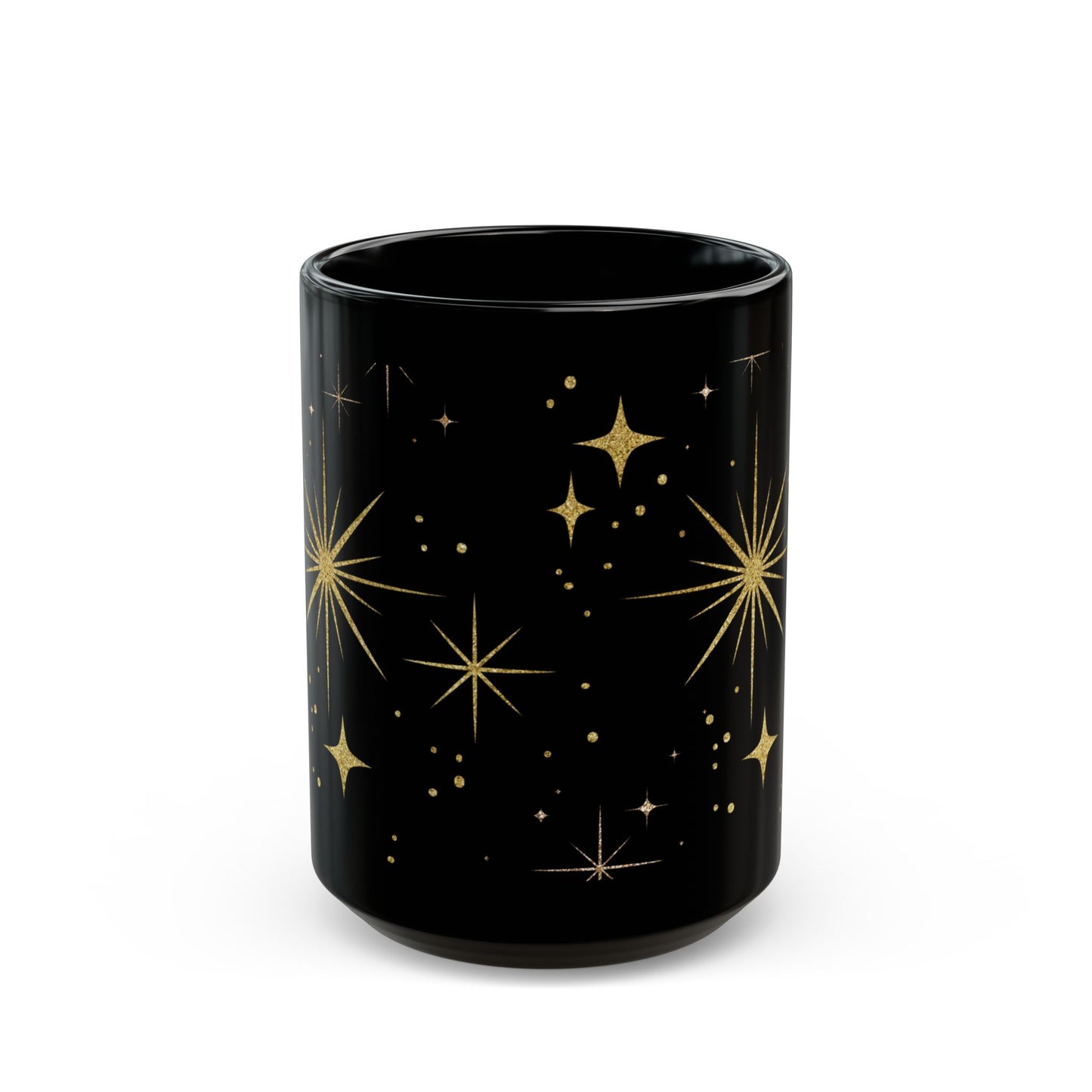 Celestial Black Coffee Mug, Starry Night Sky Print, Cosmic Black Mug for Tea & Coffee Lovers, Gift for Stargazers and Dreamers