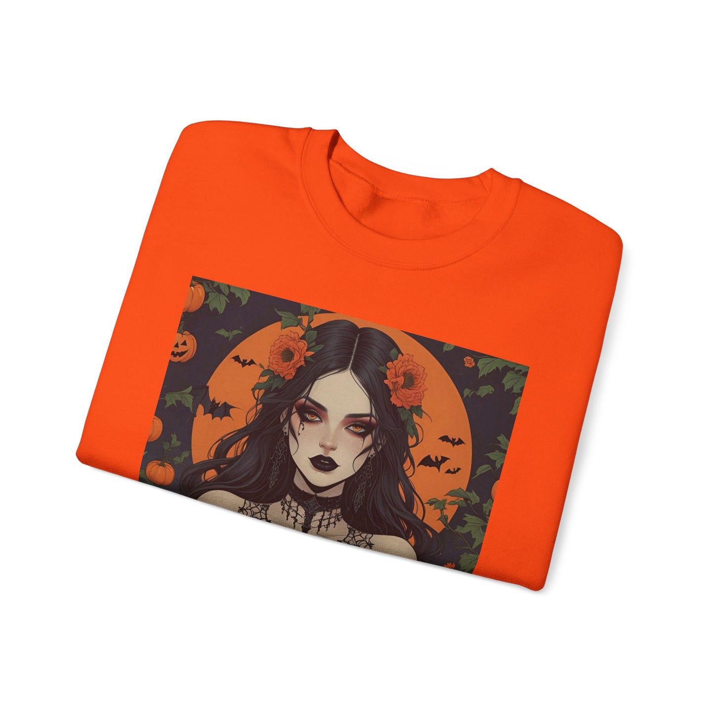 Floral Gothic Girl Halloween Sweatshirt, Cozy Crewneck for Fall, Spooky Season Apparel, Perfect for October Celebrations