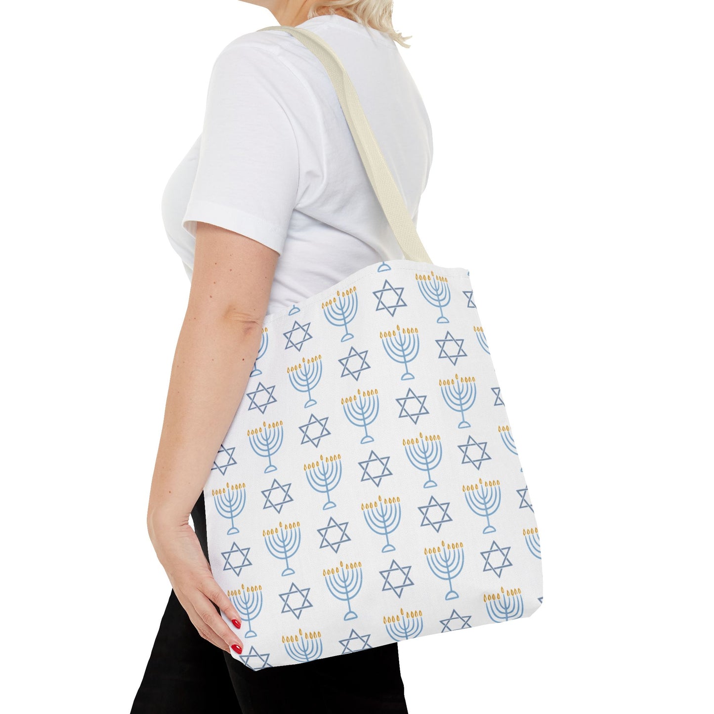 Hanukkah Celebration Tote Bag – Menorah & Star of David Design