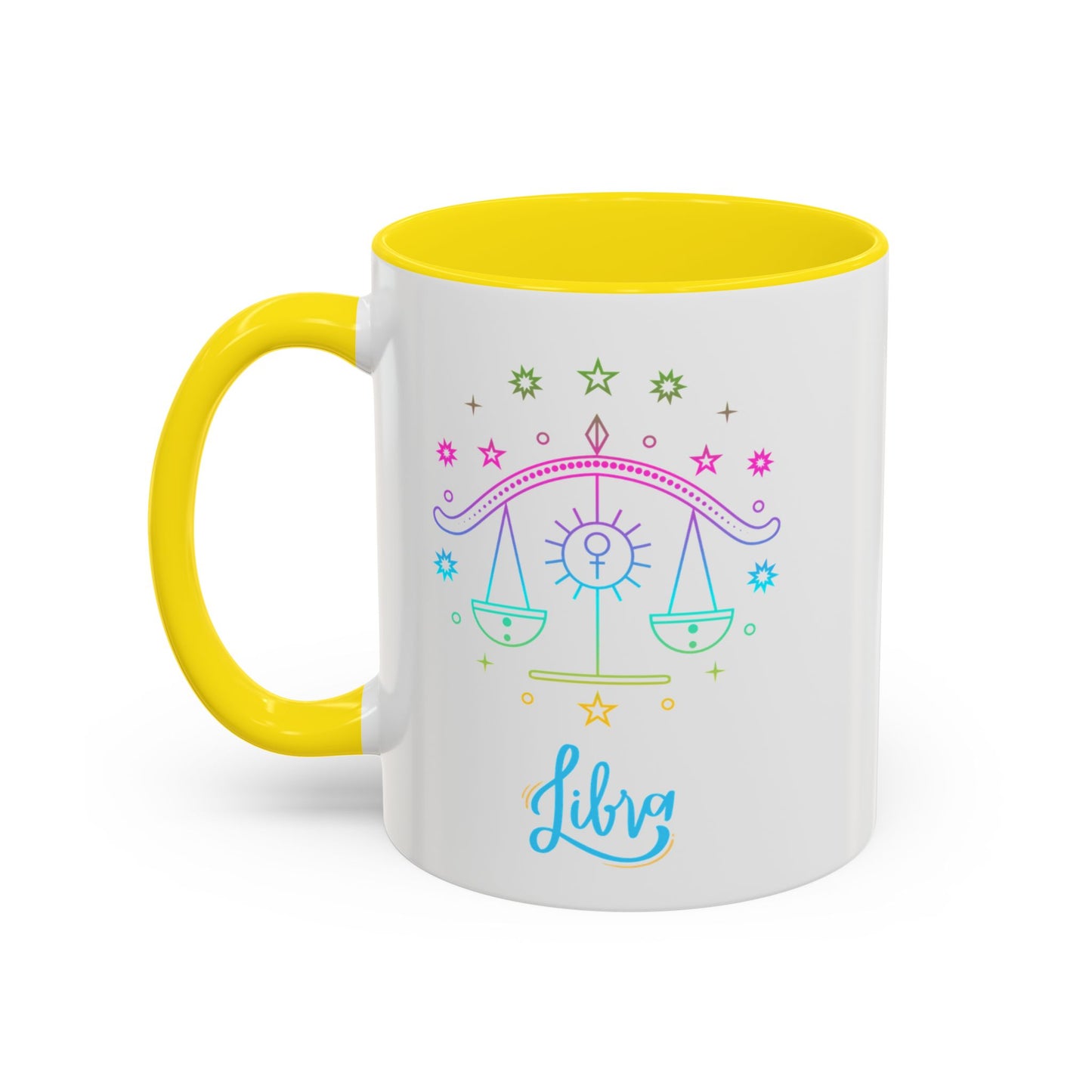Libra Zodiac Accent Coffee Mug - Colorful Astrology Cup, Astrology Gift, Horoscope Mug, Personalized Coffee Cup, Birthday Gift