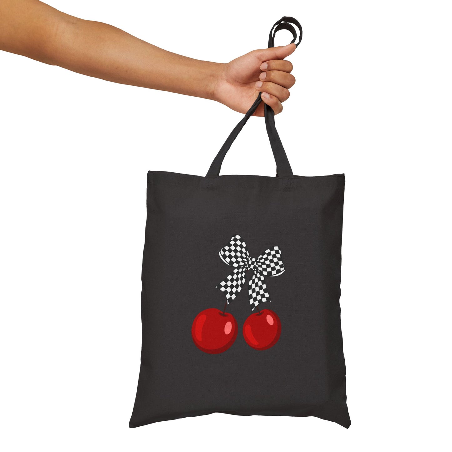 Cherry Print Canvas Tote Bag, Eco-Friendly Grocery Tote, Cute Gift for Mom, Chic Shopping Bag, Summer Accessory