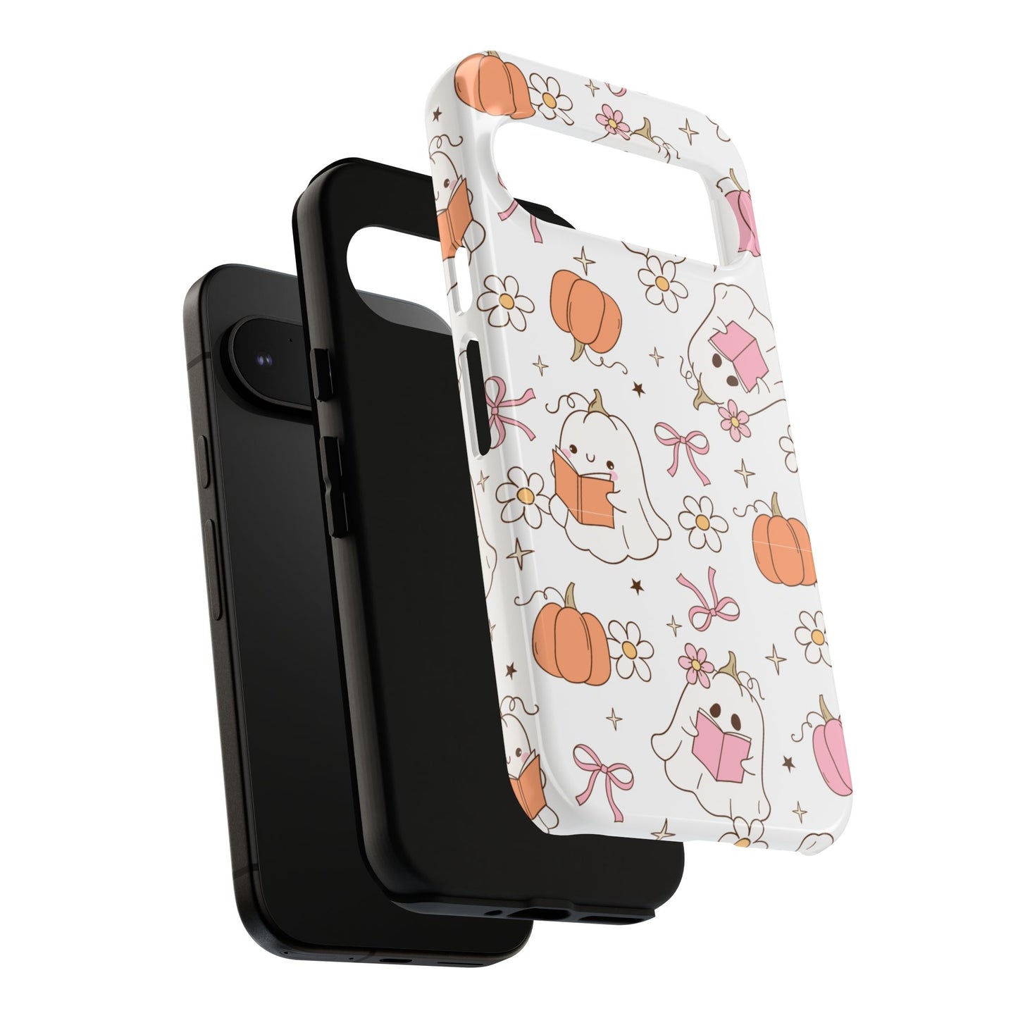 Pink Ghost and Pumpkin Phone Case, Halloween Decor, Girlfriend Gift, Kawaii Phone Cover, Fall Accessories