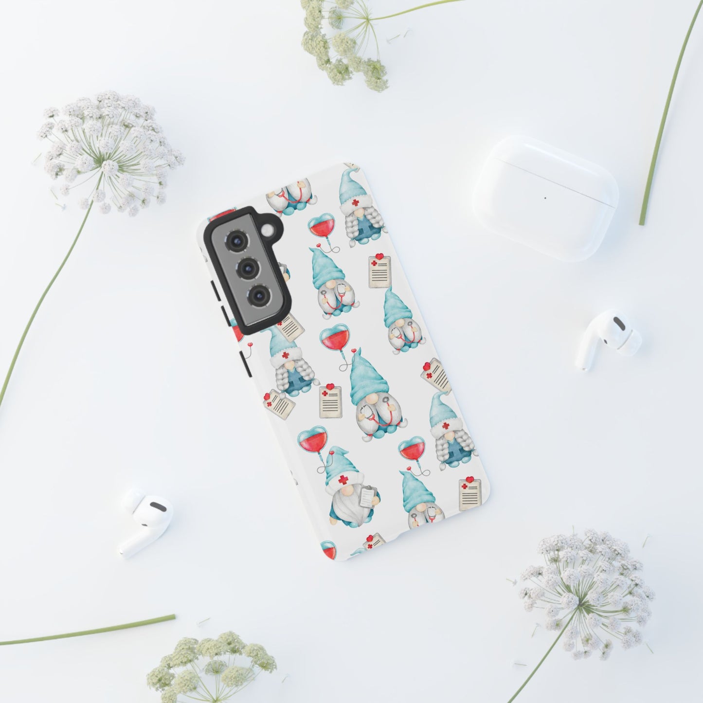 Medical Gnome Phone Case, Blue Gnome Tough Case for Nurses, Doctors, RNs, Cute Healthcare Gift