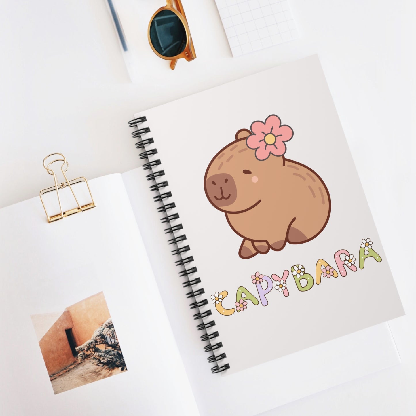 Cute Capybara Floral Notebook β Kawaii Animal Journal for Everyday Notes