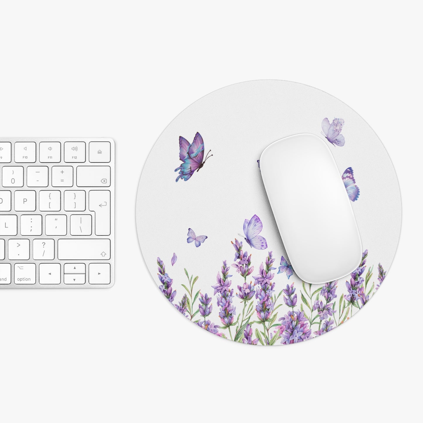 Lavender Butterfly Mouse Pad, Floral Desk Accessory, Gift for Her, Office Decor, Nature Lover, Home Workspace