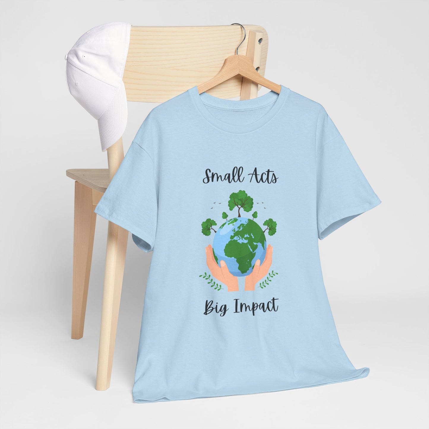 Eco-Friendly Unisex Heavy Cotton Tee, Small Acts Big Impact Shirt, Sustainable Fashion, Gift for Earth Lovers, Everyday Casual Wear
