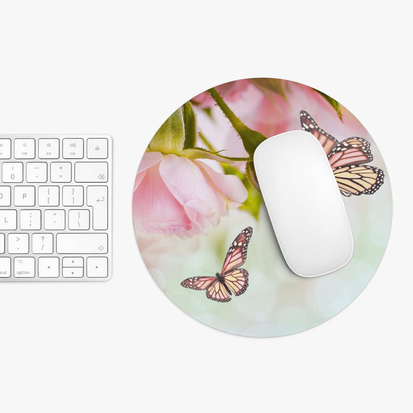 Butterfly Blossom Mouse Pad, Floral Desk Accessory, Computer Mat, Gift for Nature Lovers, Elegant Office Decor