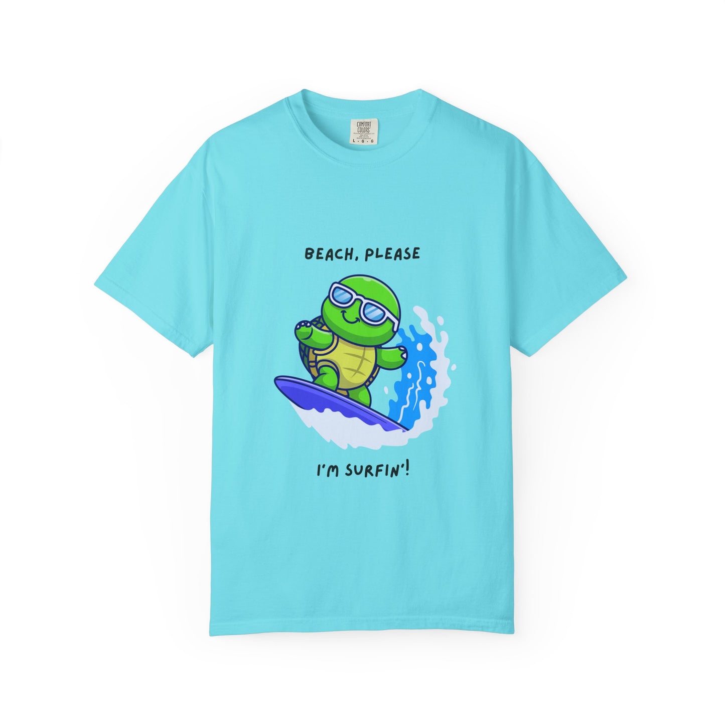 Surfing Turtle T-Shirt, Beach Vibes Tee, Unisex Summer Shirt, Casual Gift for Beach Lovers, Vacation Apparel, Funny Surf Shirt