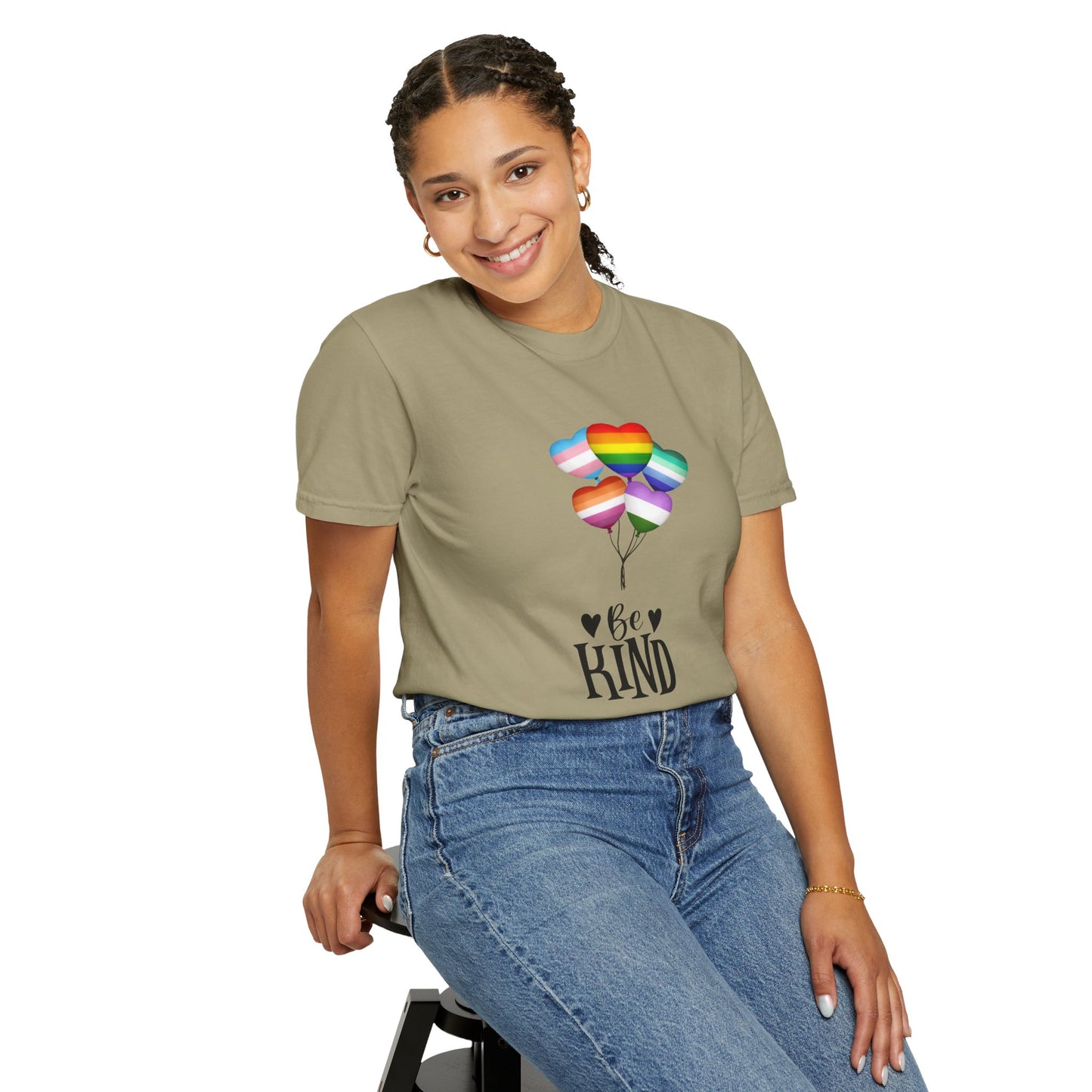 Comfort Colors Be Kind Balloon T-Shirt, Unisex Rainbow Shirt, Positive Vibes Tee, LGBTQ+ Pride Gift, Everyday Casual Wear