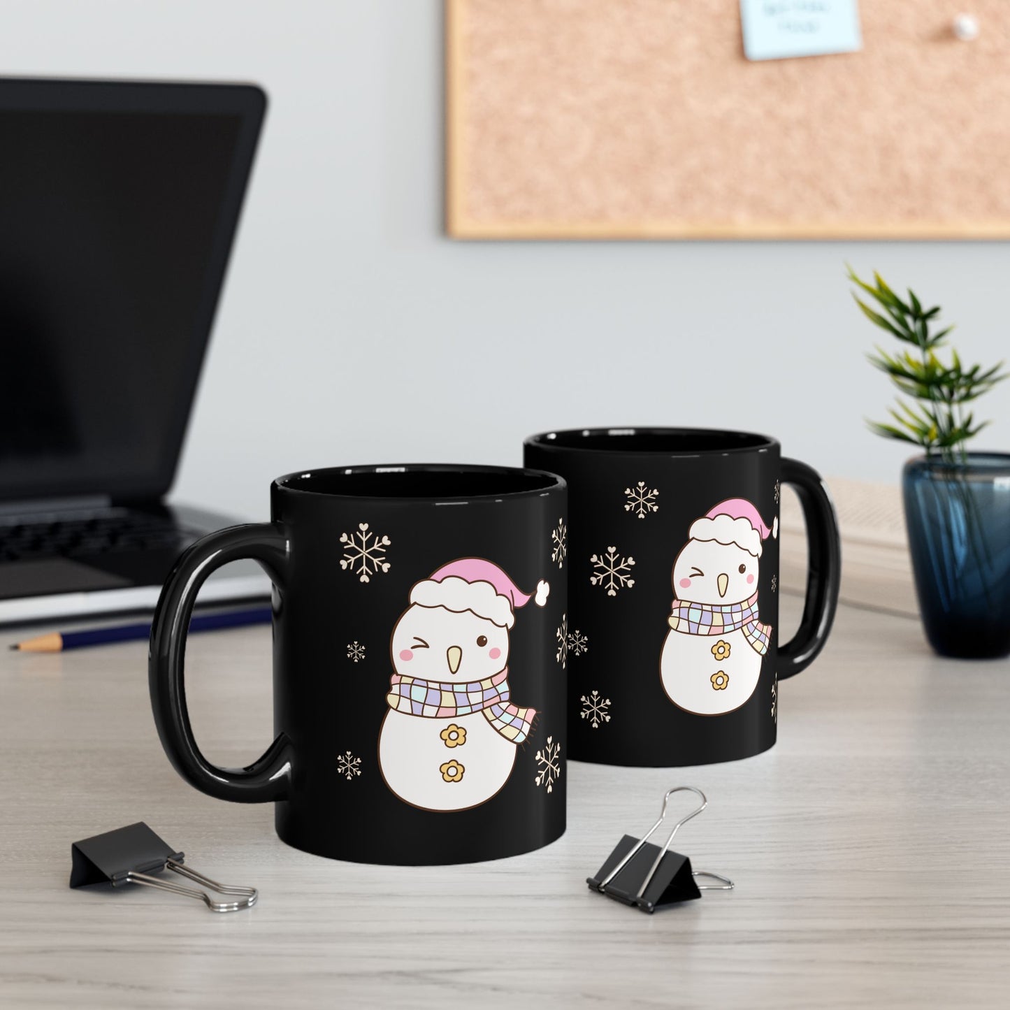 Snowman Christmas Mug, Cute Holiday Drinkware for Winter, Gift for Him/Her, Ceramic Coffee Cup, Snowfall Decoration