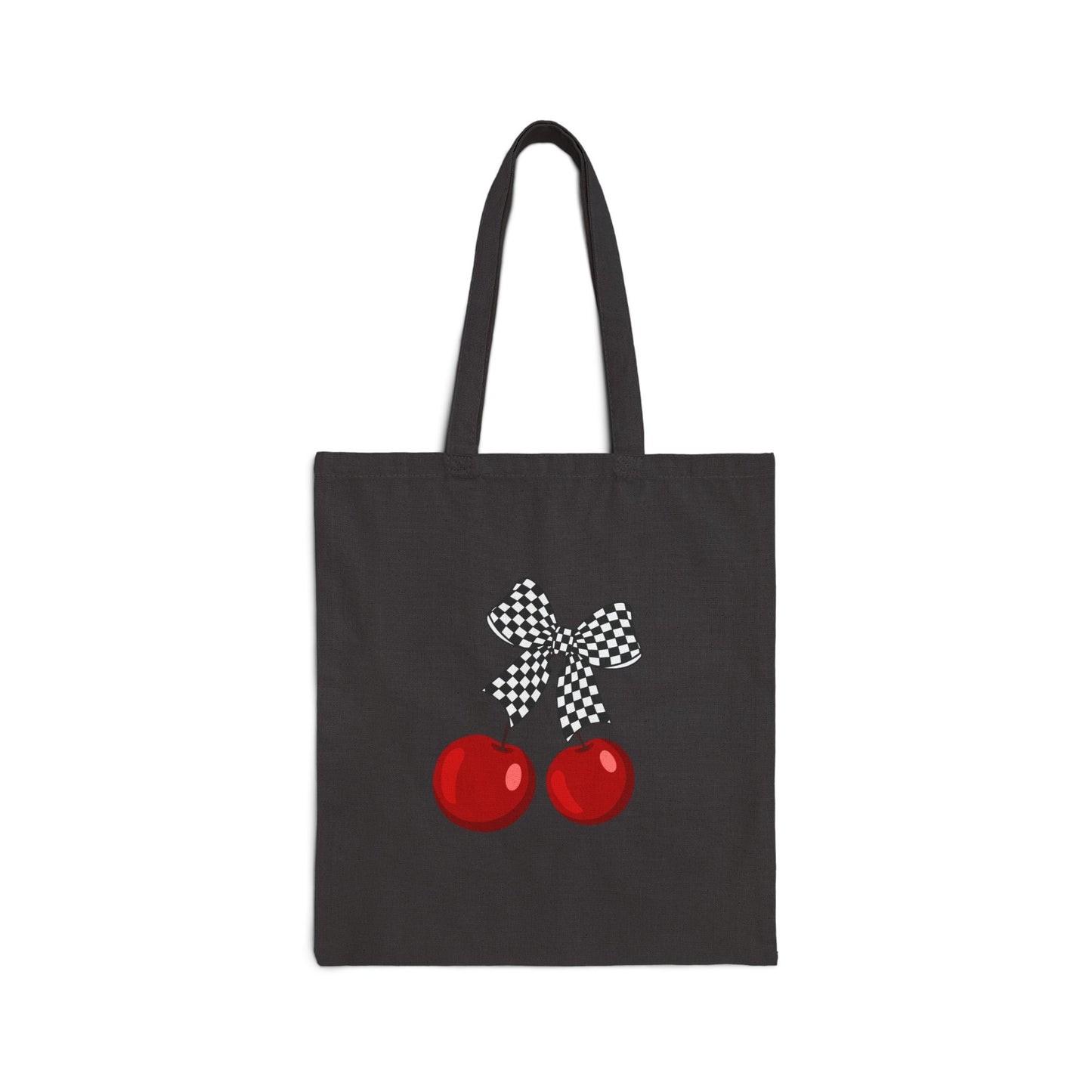 Cherry Print Canvas Tote Bag, Eco-Friendly Grocery Tote, Cute Gift for Mom, Chic Shopping Bag, Summer Accessory