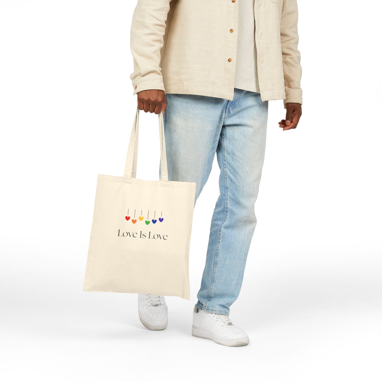 Love Is Love Canvas Tote Bag, Eco-Friendly Shopping Bag, Reusable Grocery Bag, Pride Gift, Everyday Carryall