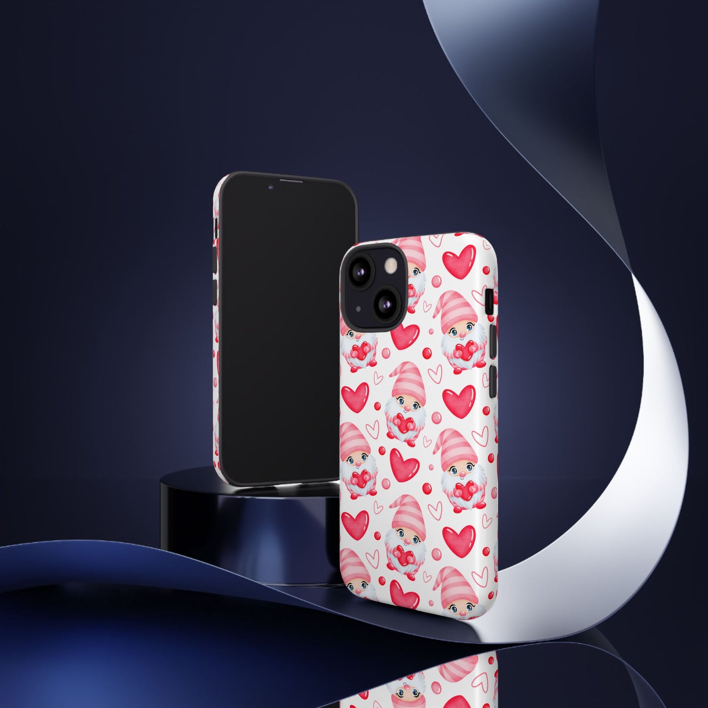 Pink Gnome Heart Phone Case, Festive Gift for Her, Unique Protective Case, Fun Holiday Accessory, Valentine's Day Accessory