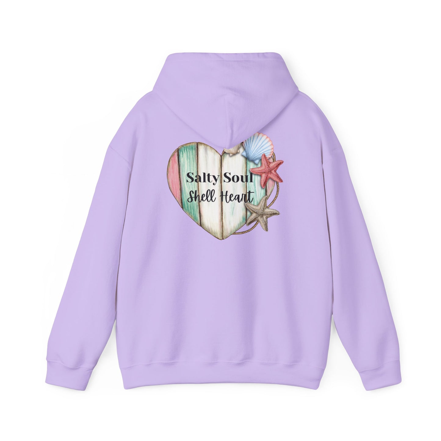 Salty Soul Shell Heart Hoodie, Beach Lover Coastal Sweatshirt for Ocean Vibes, Summer Vibes Gift