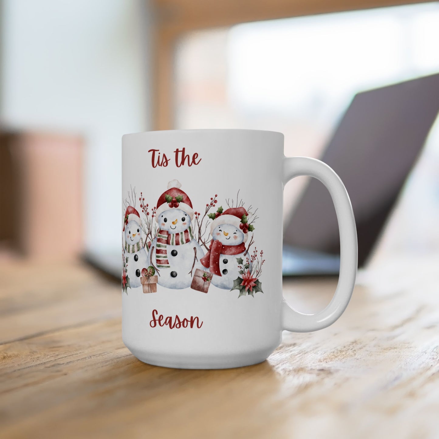 “’Tis the Season” Snowman Mug – Festive Christmas Coffee Cup (11oz & 15oz)