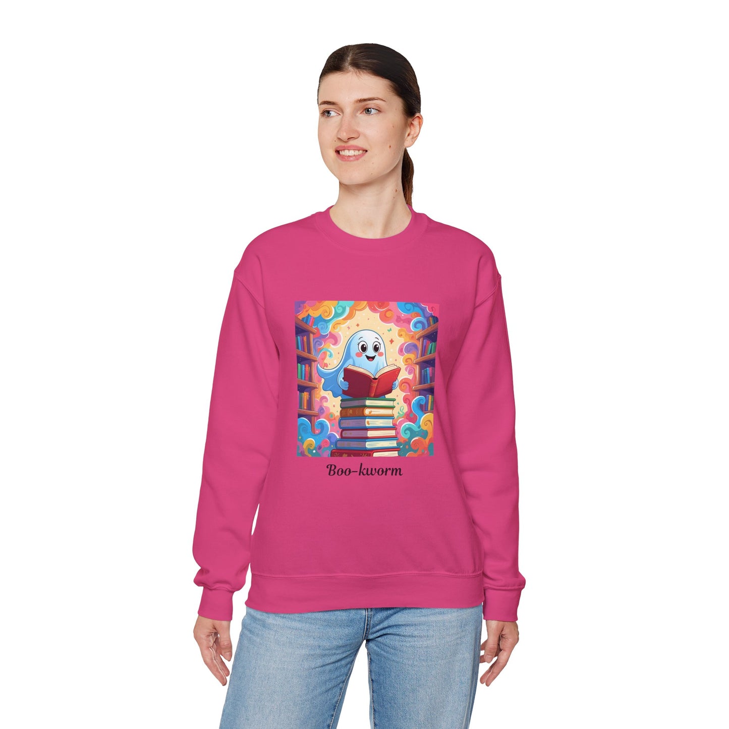 Boo-kworm Sweatshirt, Cute Animal Crewneck, Cozy Gift for Book Lovers, Perfect for Reading Nights, Unique Library Apparel