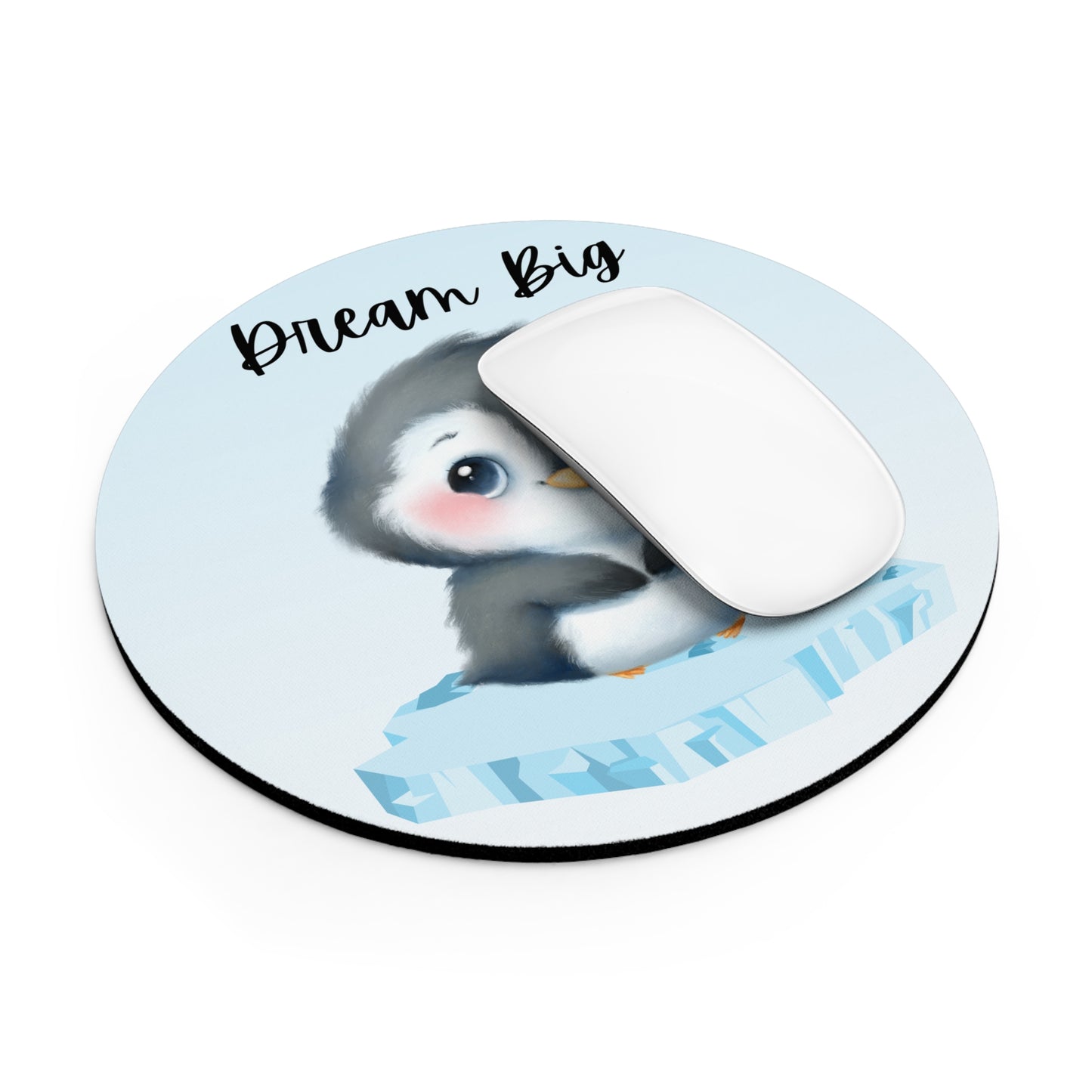 Penguin Dream Big Mouse Pad, Motivational Desk Accessory, Gift for Students, Office Decor, Kids Room