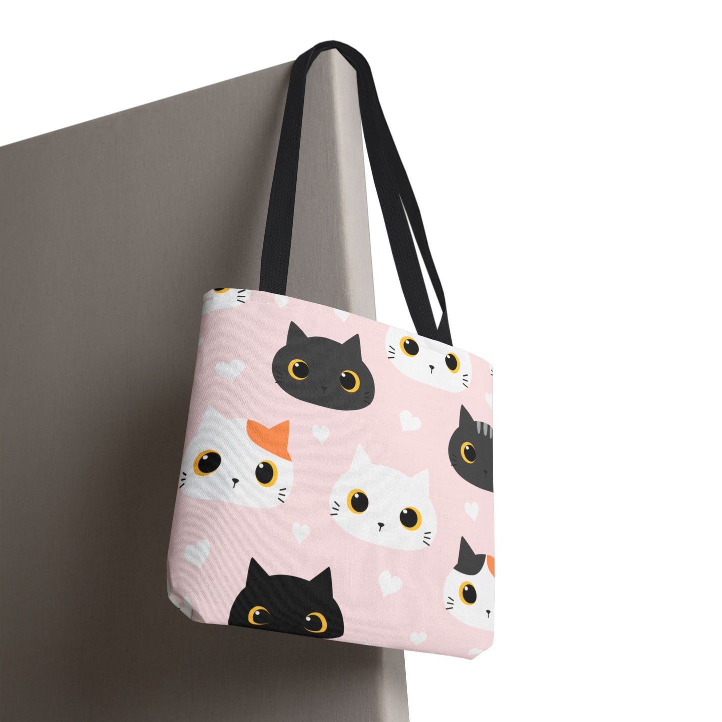 Cute Cat Face Tote Bag, Pink Cat Lover Gift, Pet Owner Shopping Bag, Animal Print Tote for School, Work, Travel Everyday Use