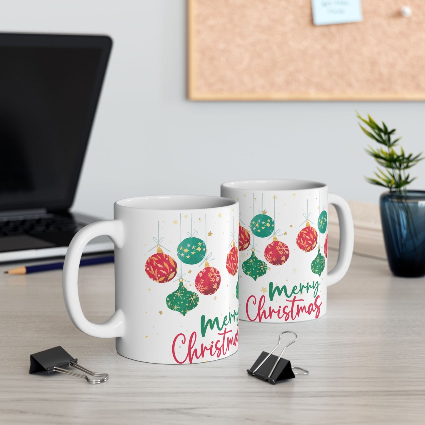 Festive Christmas Mug, Holiday Ornament Coffee Cup, Gift for Tea Lovers, Merry Christmas Beverage Container