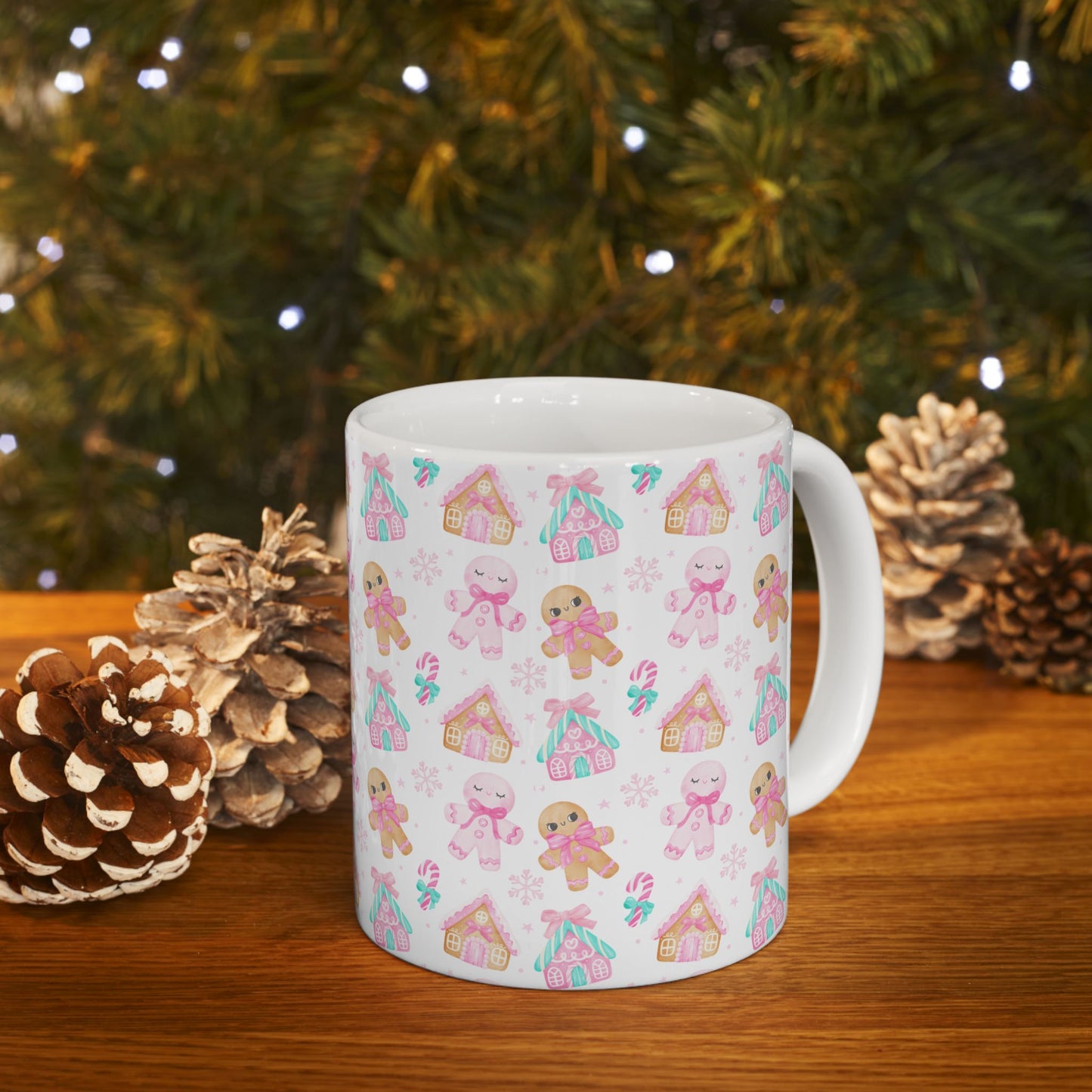 Gingerbread Ceramic Mug, Cute Holiday Drinkware, Perfect for Christmas Gifts, Cozy Winter Vibes, Seasonal Kitchen Decor