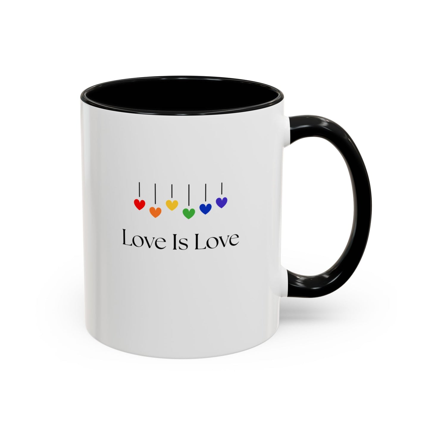 Colorful Love is Love Accent Coffee Mug - Celebrating Diversity & Acceptance, Perfect Gift for Pride
