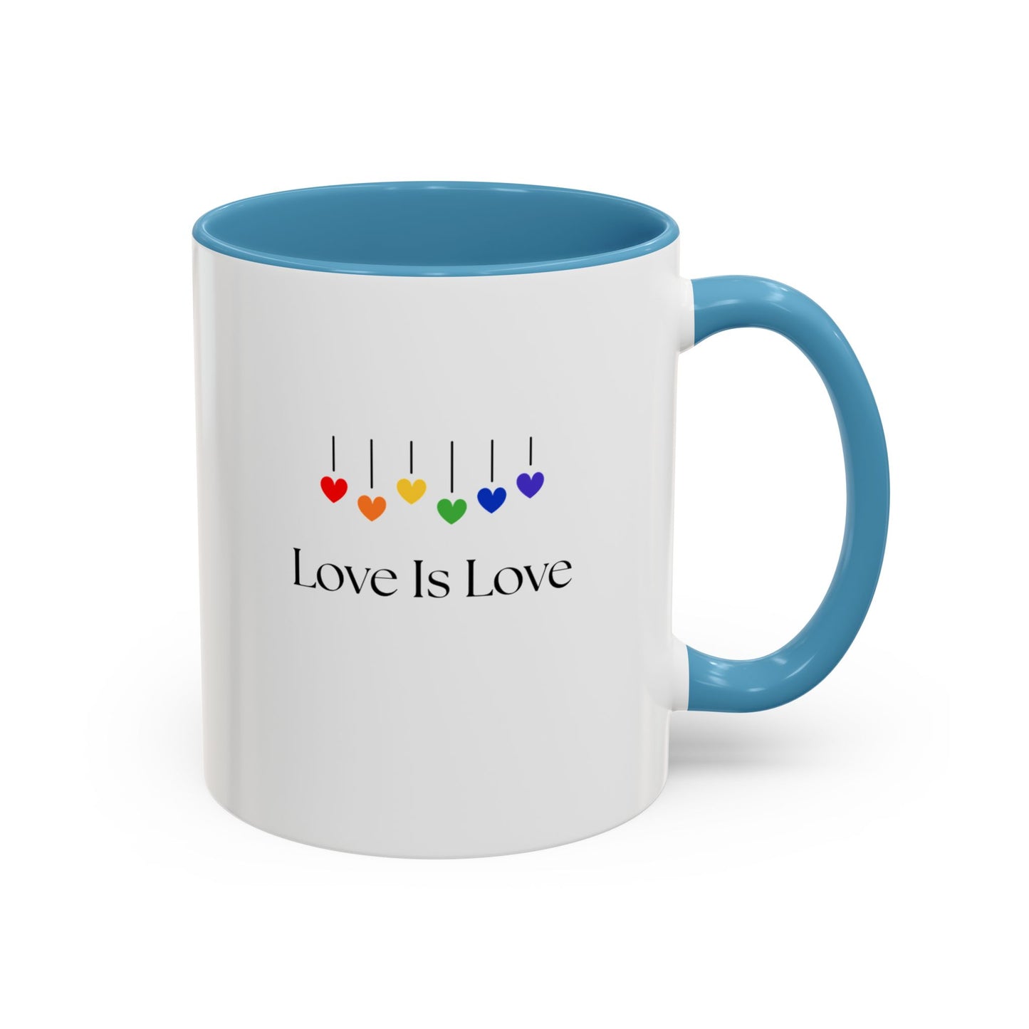 Colorful Love is Love Accent Coffee Mug - Celebrating Diversity & Acceptance, Perfect Gift for Pride