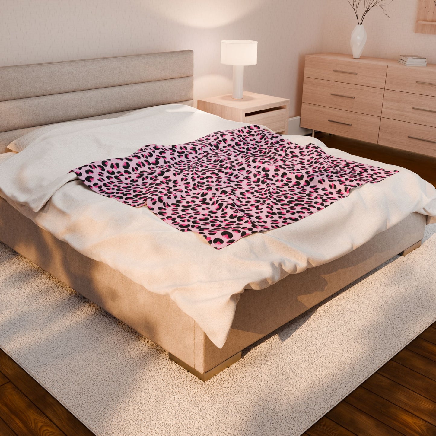 Pink Leopard Print Plush Blanket | Cozy Throw for Home, Perfect Gift for Kids, Living Room Decor