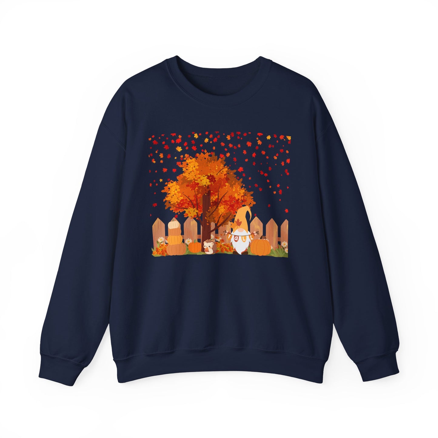 Fall Season Gnome Crewneck Sweatshirt, Cozy Autumn Tree Design, Unisex Sweatshirt, Holiday Gift