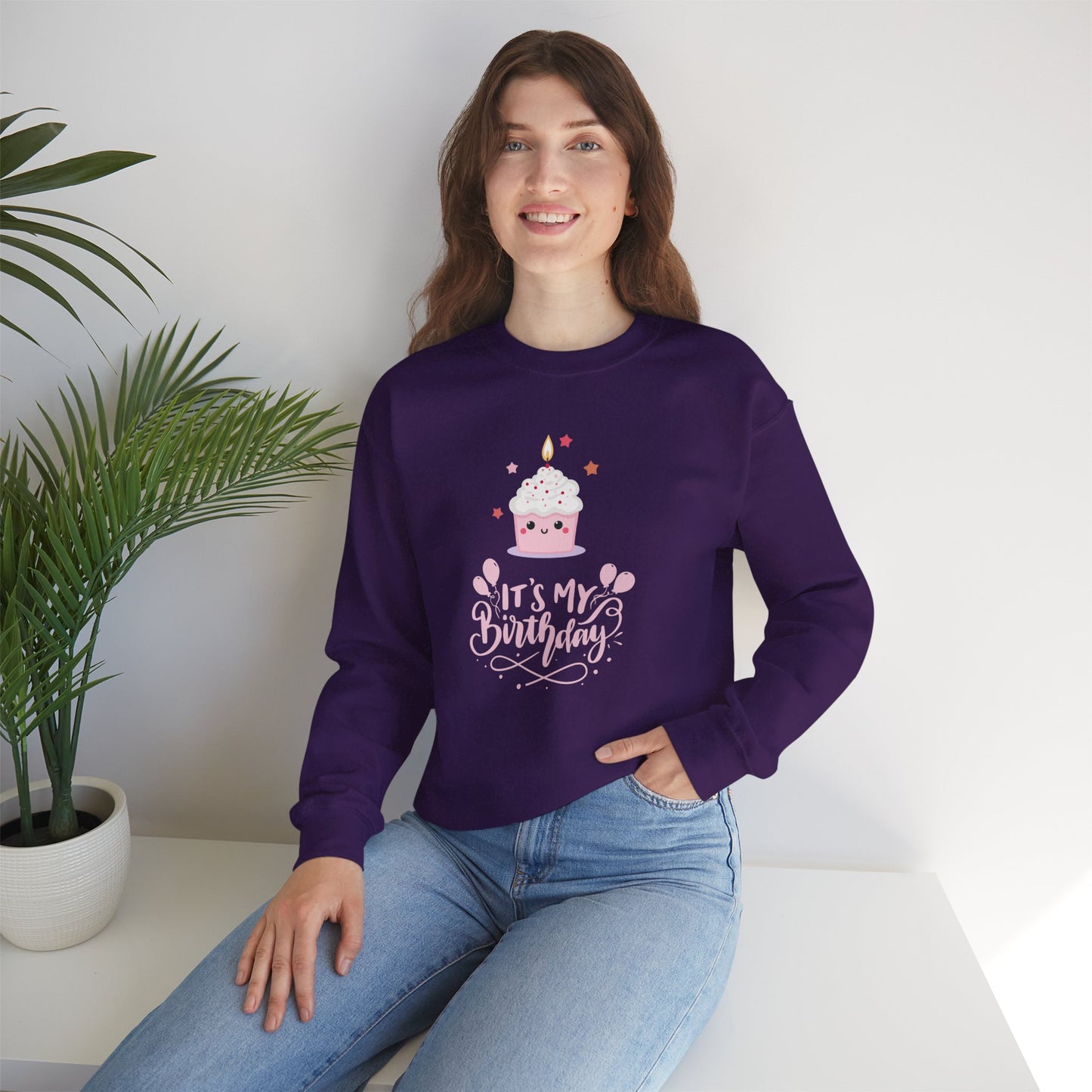 It's My Birthday Sweatshirt for Women, Pink Cupcake Graphic Tee, Cute Birthday Girl Outfit, Celebration T-Shirt, Party Gift Idea