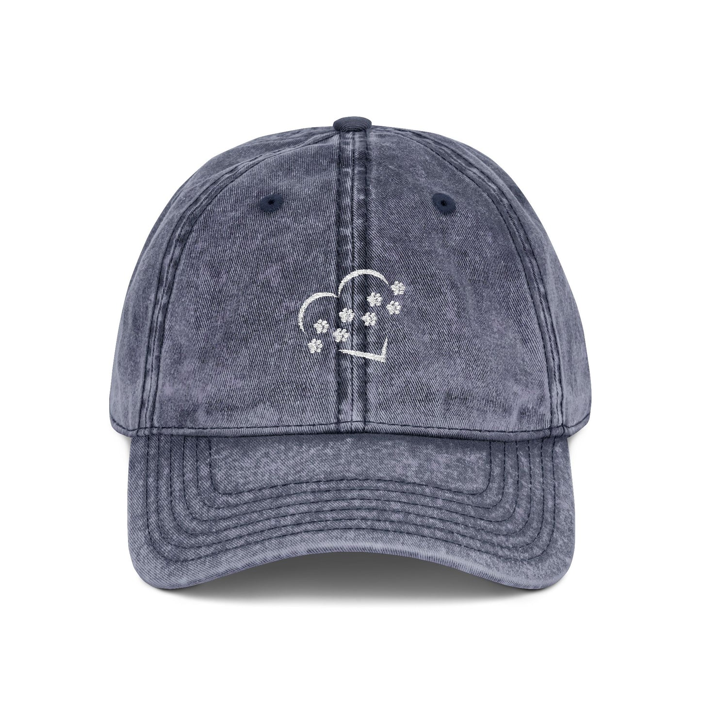 Paw Print Heart Vintage Embroidered Cap, Pet Lovers, Gift for Pet Parents, Animal Lovers