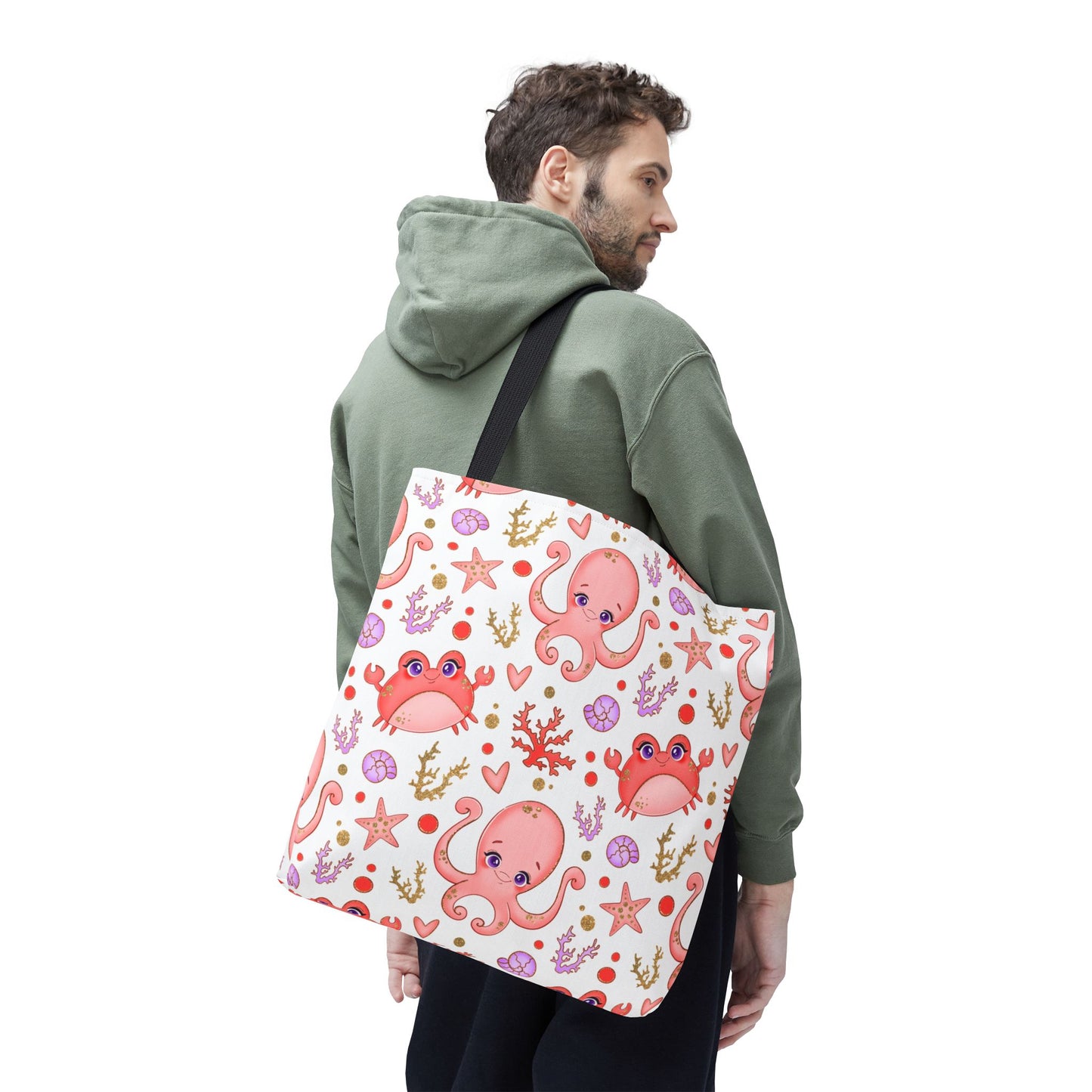 Ocean-Themed Tote Bag, Cute Octopus and Crab Design, Beach Bag, Eco-Friendly Shopping Tote, Perfect Gift for Sea Lovers