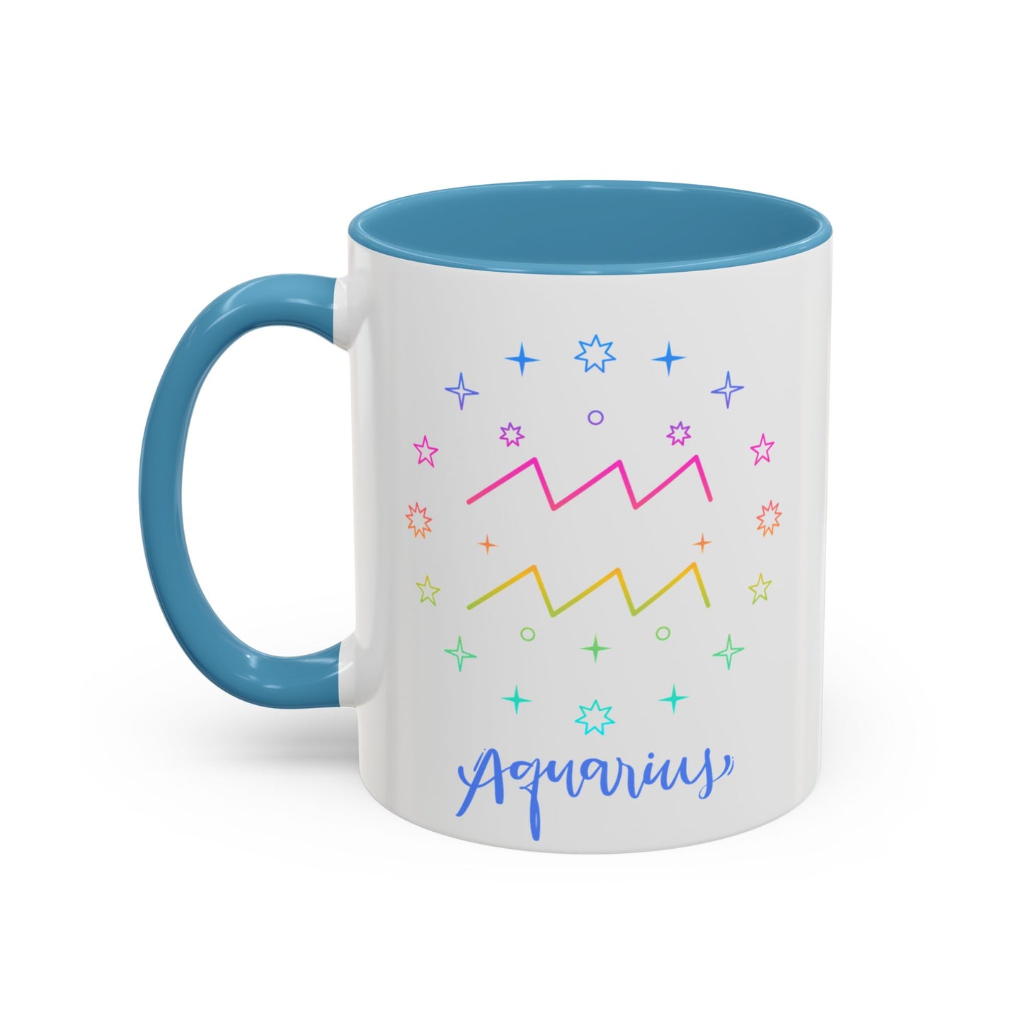 Aquarius Accent Coffee Mug - Colorful Zodiac Mug, Astrology Gift, Horoscope Coffee Cup, Birthday Present, Personalized Mug
