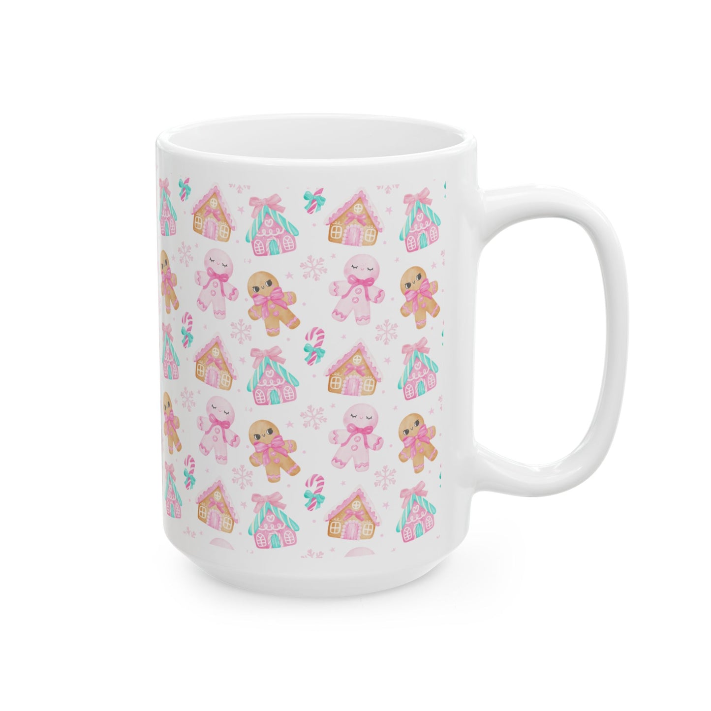 Gingerbread Ceramic Mug, Cute Holiday Drinkware, Perfect for Christmas Gifts, Cozy Winter Vibes, Seasonal Kitchen Decor